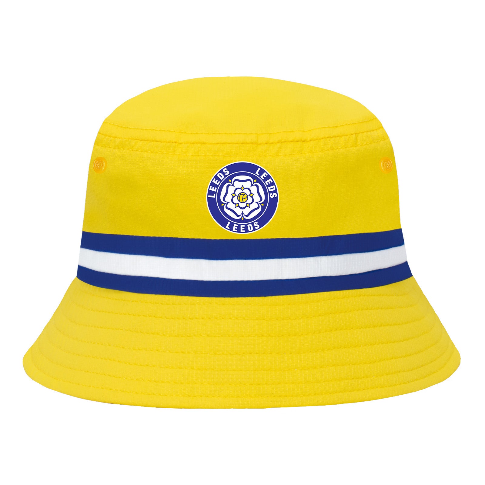 Leeds United bucket hat in white, blue and yellow