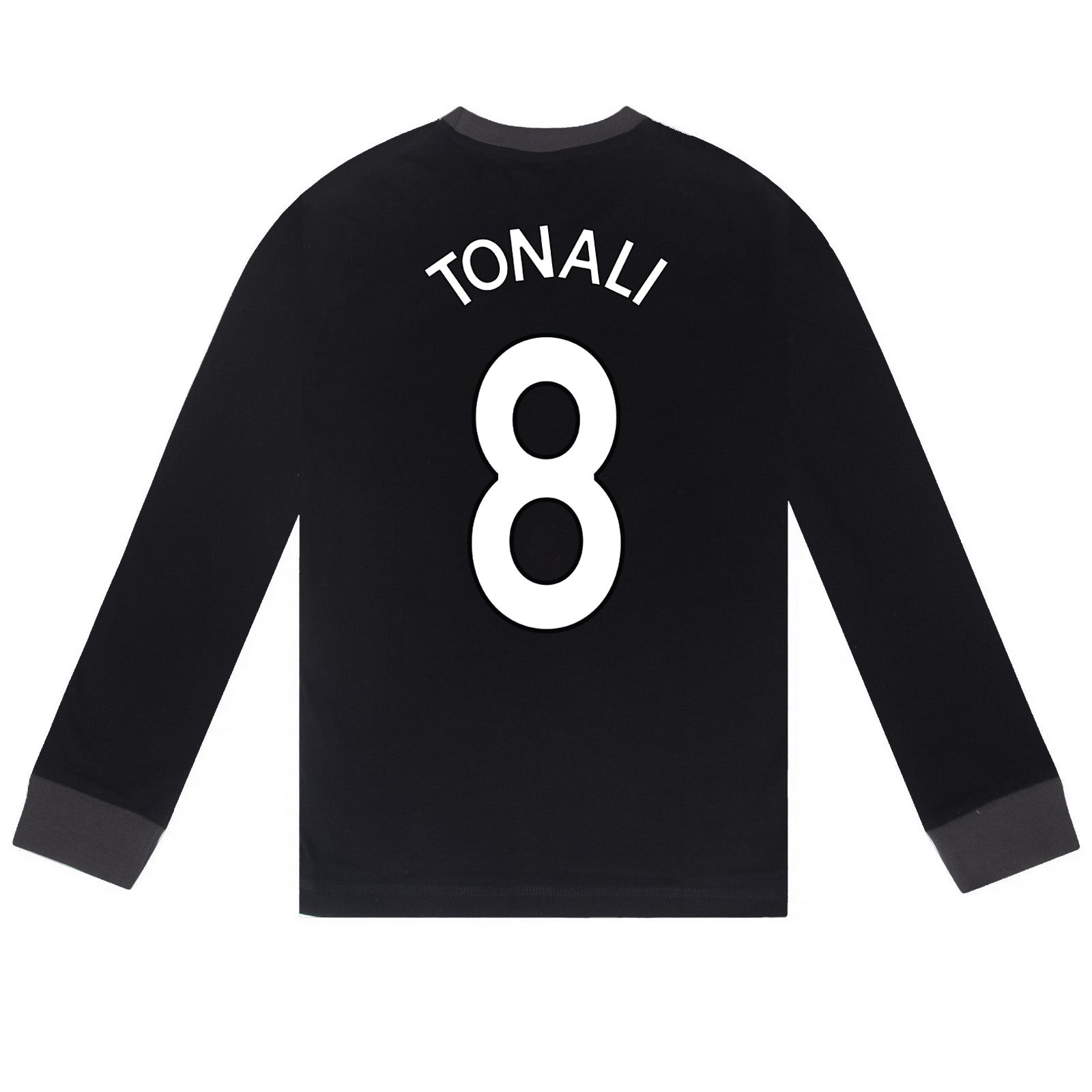 Newcastle Utd kids long pyjamas in black with long sleeve top with graphic crest with long legged bottoms