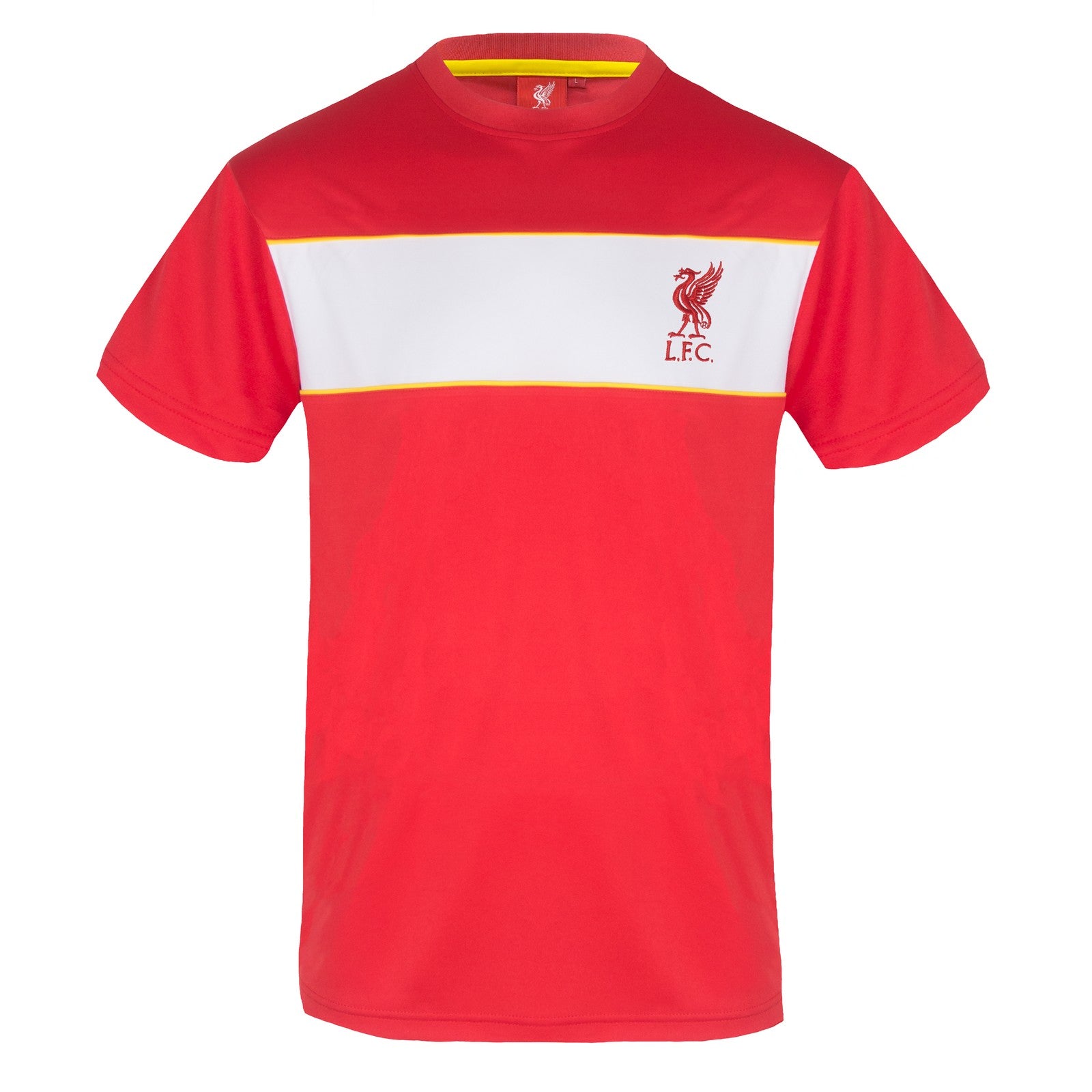 Liverpool adults T-shirt in red & white stripe with club crest to chest
