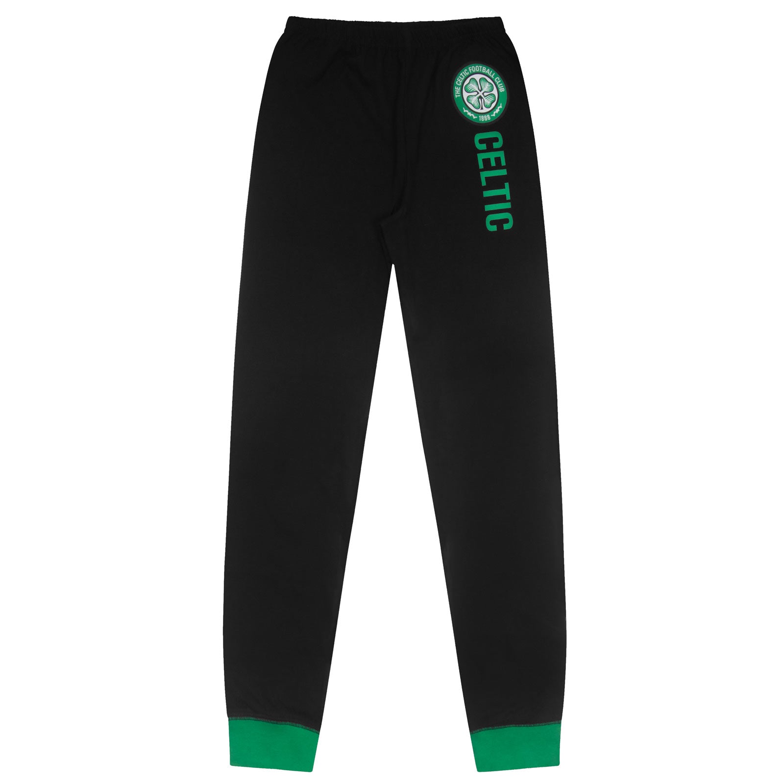 Celtic kids long pyjamas in black & grey. Long sleeve top with graphic and club crest. Long legged bottoms with crest.