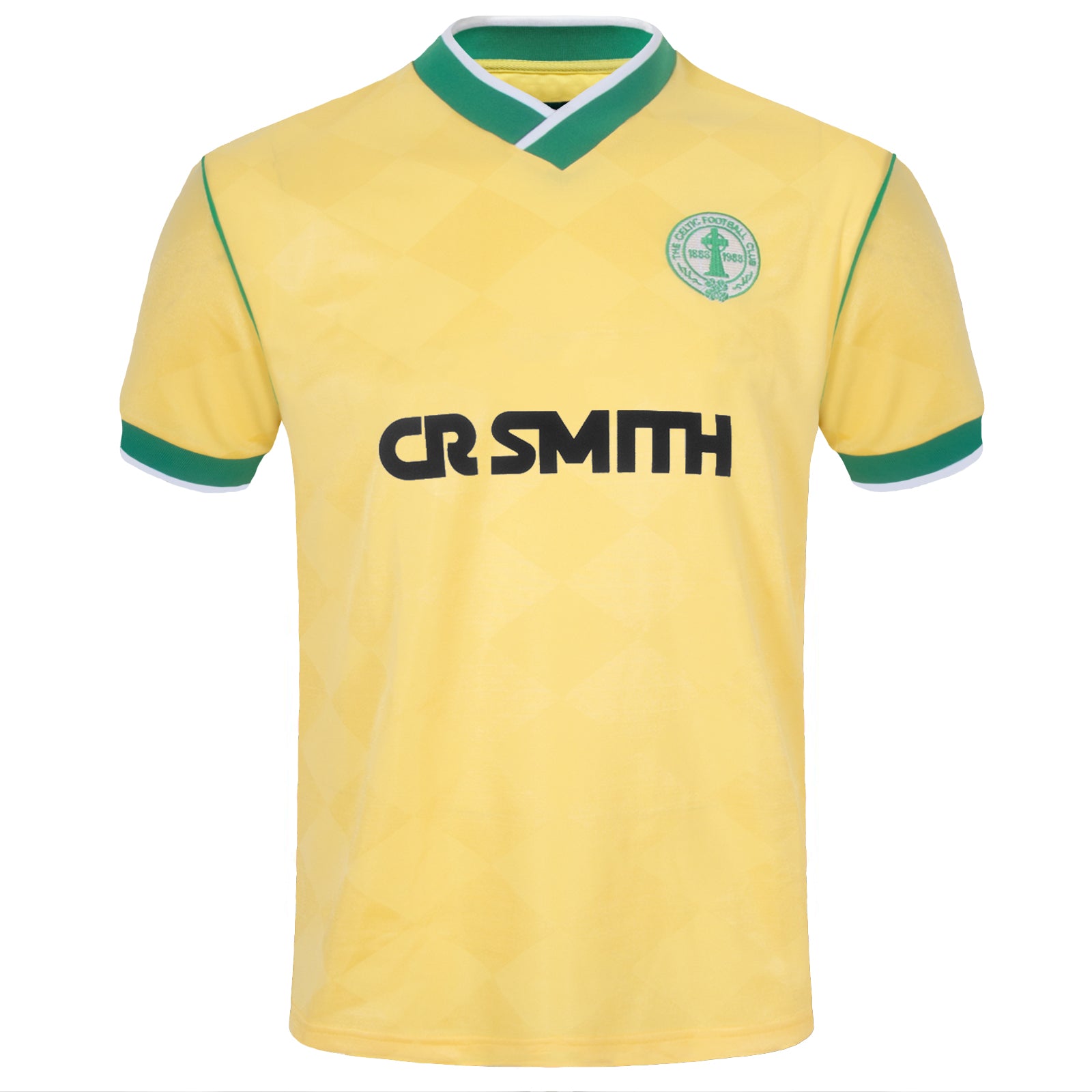 Celtic retro football shirt. Replica 1988 shirt in yellow with club crest and sponsor print to front