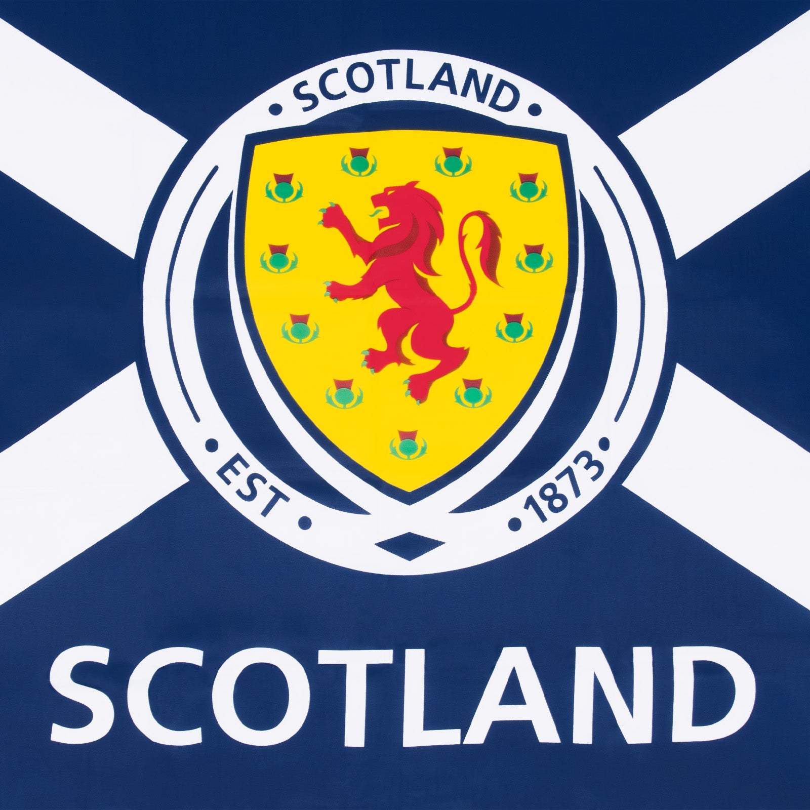 Scotland football 5ft by 3ft flag. St Andrews cross with a large Scotland crest