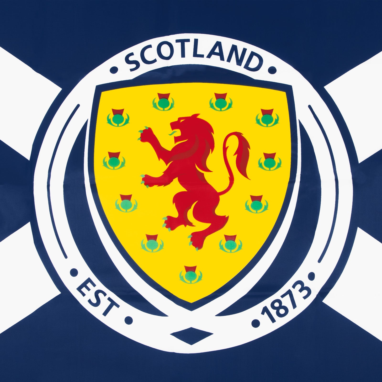 Scotland football 5ft by 3ft flag. St Andrews cross with a large Scotland crest