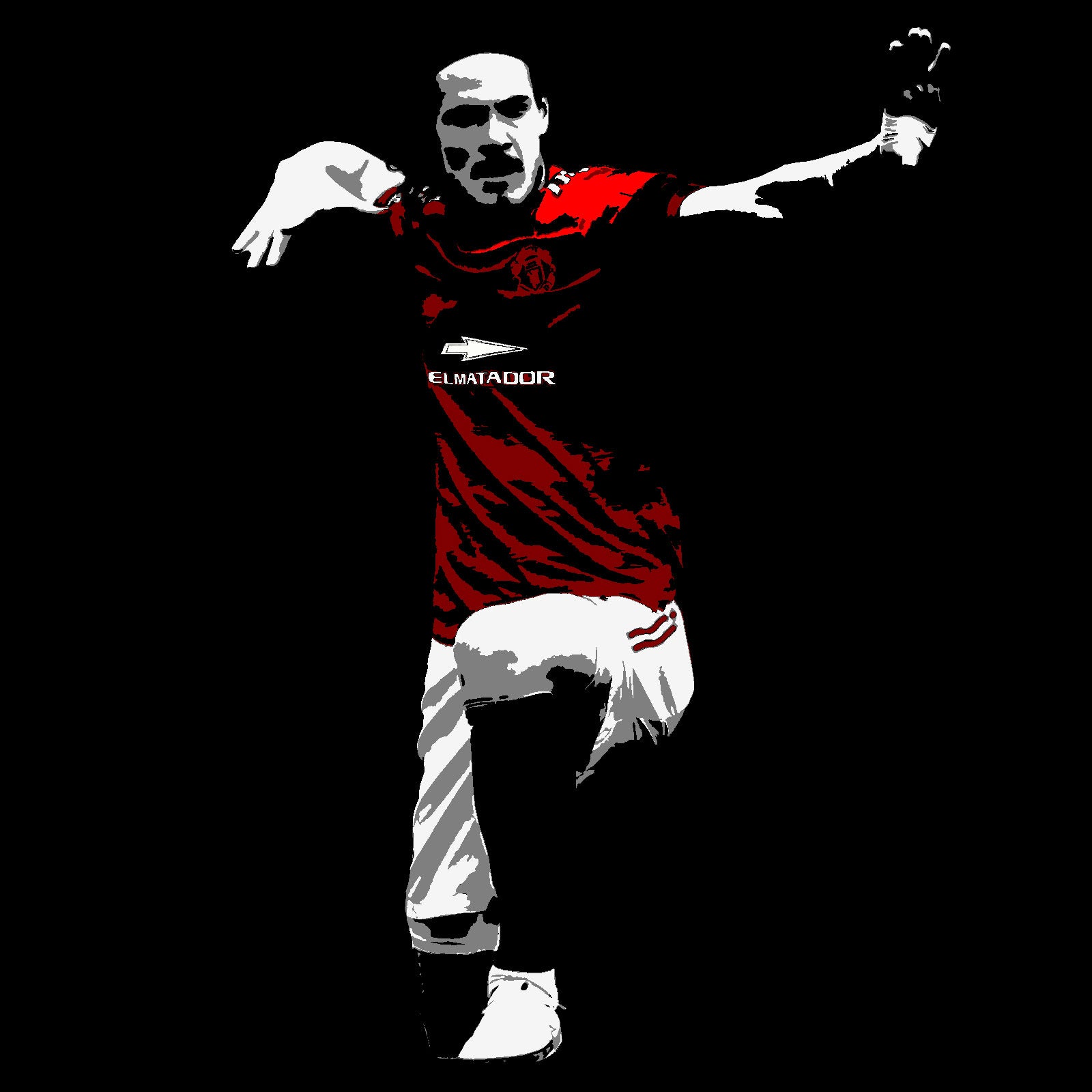Man United retro T-shirt in black with large Cavani image to front & back.