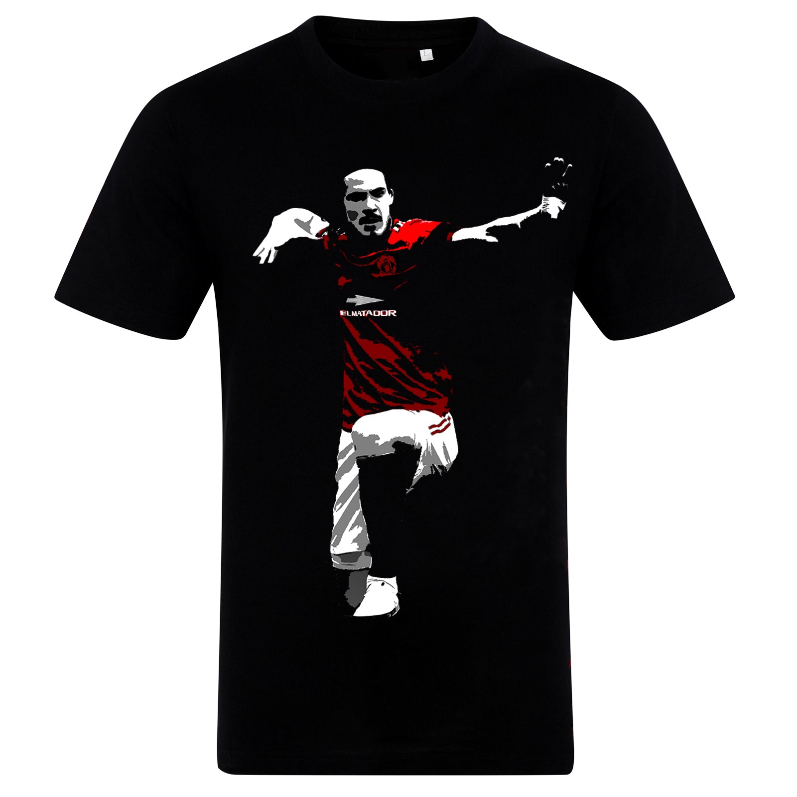 Man United retro T-shirt in black with large Cavani image to front & back.