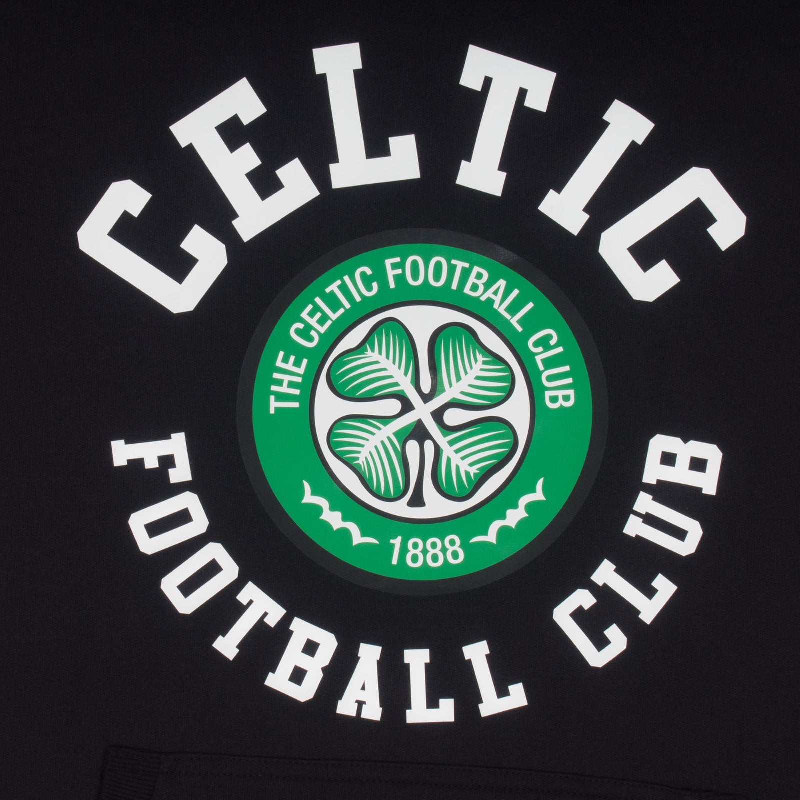 Celtic adults hoodie in black with club crest & text print to front.
