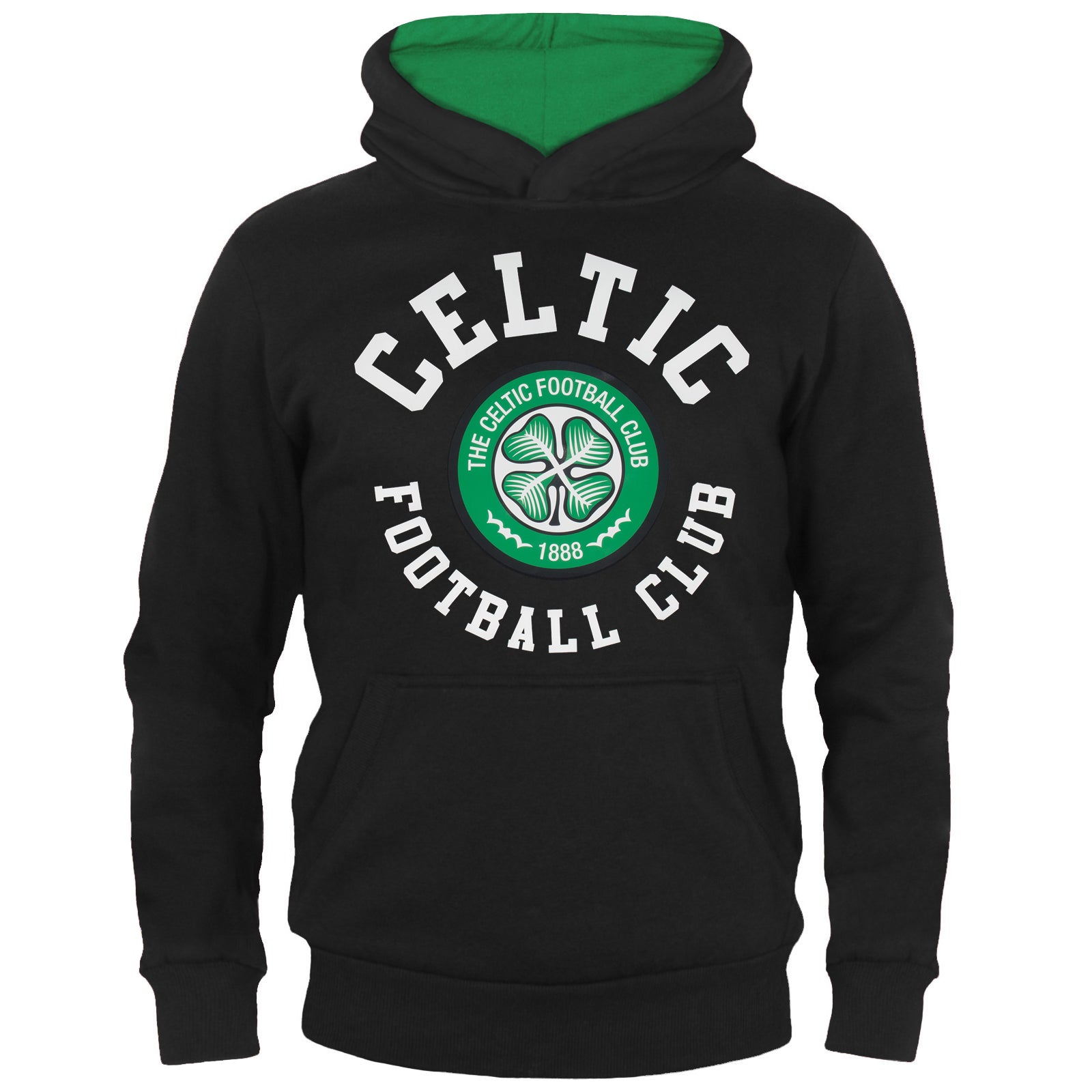 Celtic kids hoodie in black with club crest & text print to front.