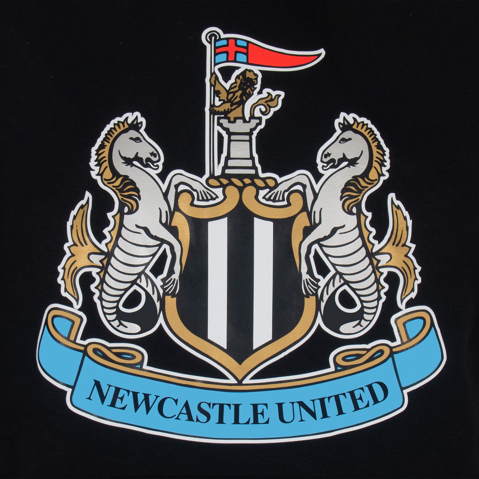 Newcastle United kids zip hoodie in black with club crest on the left chest.