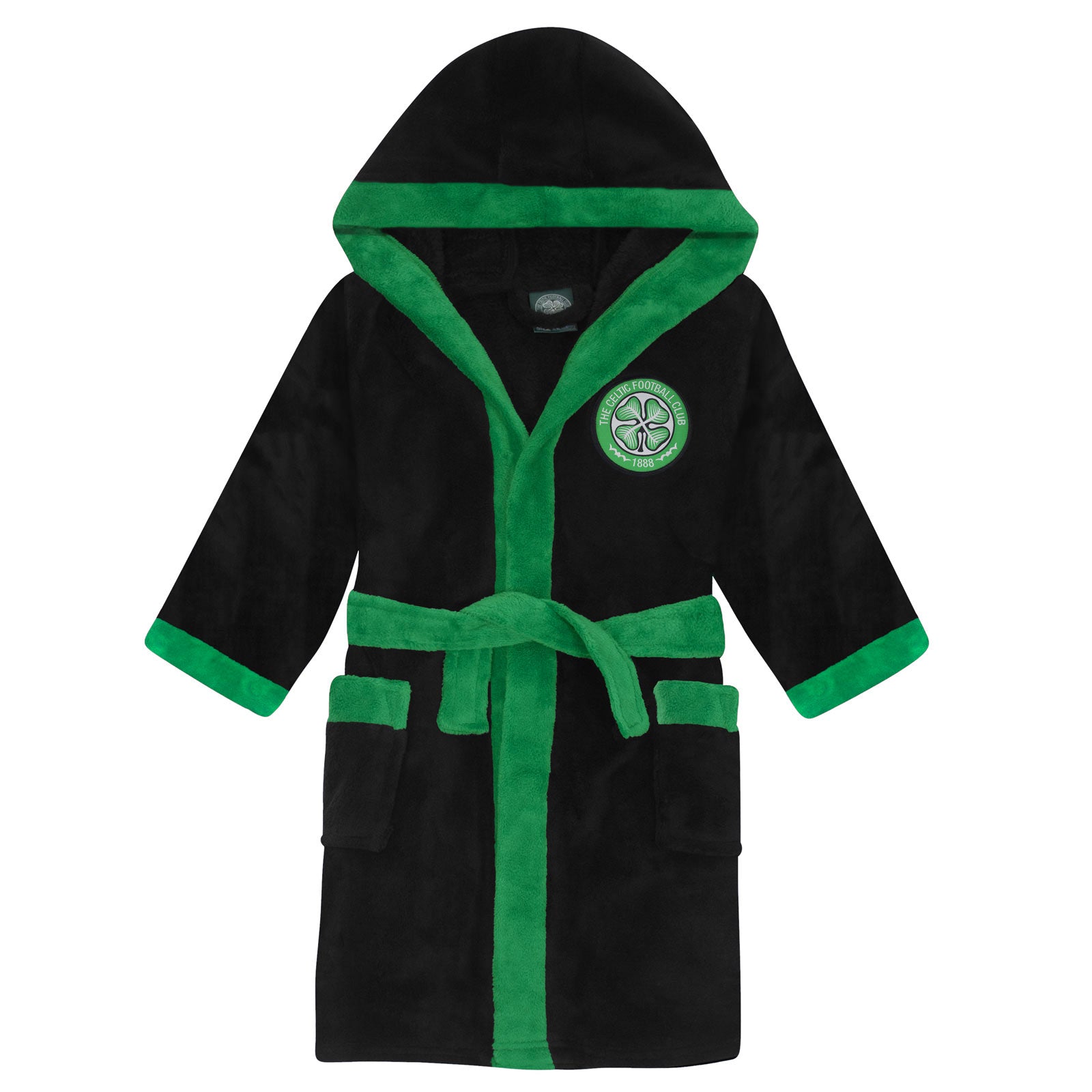 Celtic kids hooded dressing gown in black with crest