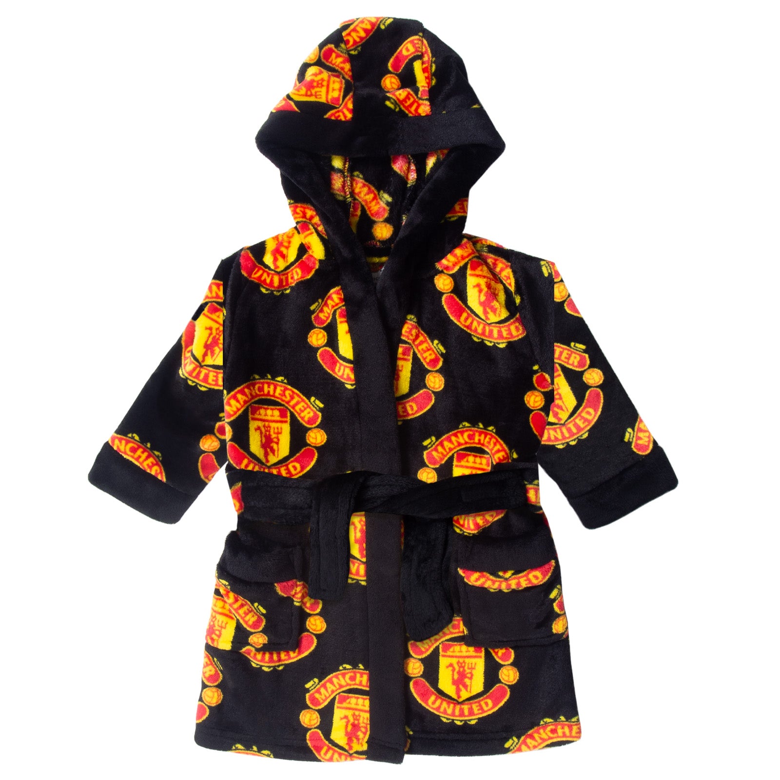 Man United dressing gown for baby in all over crest print