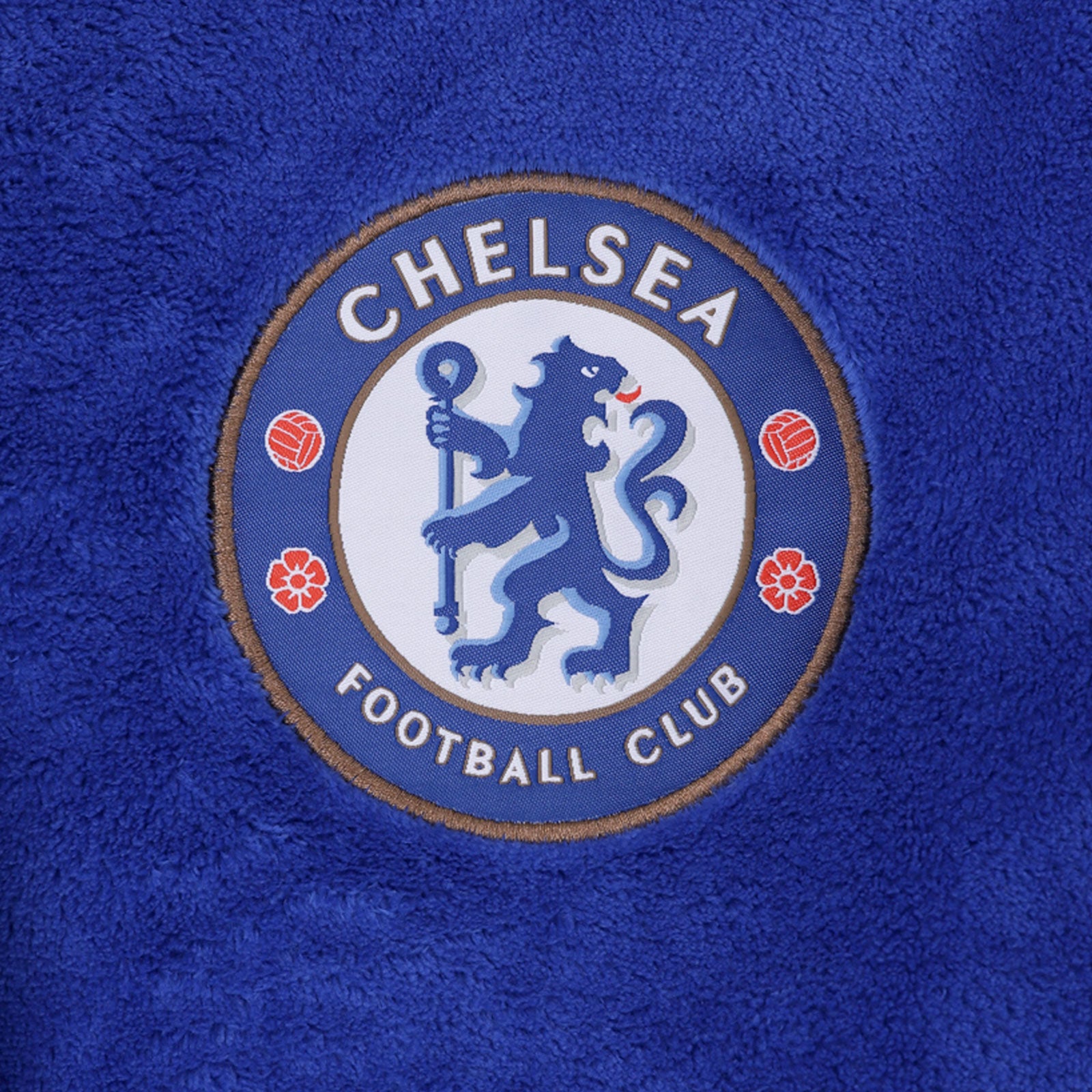 Chelsea baby's dressing gown in royal blue with crest