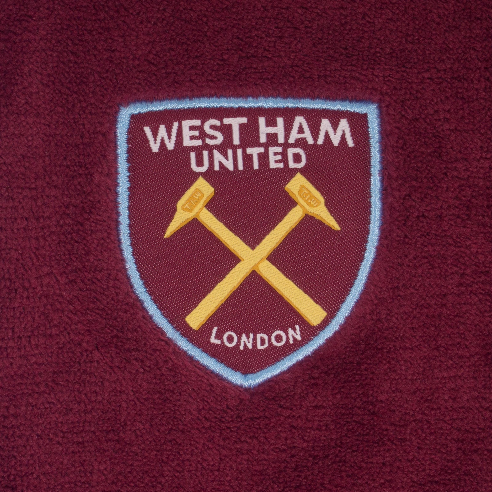 West Ham baby dressing gown in claret and blue trim