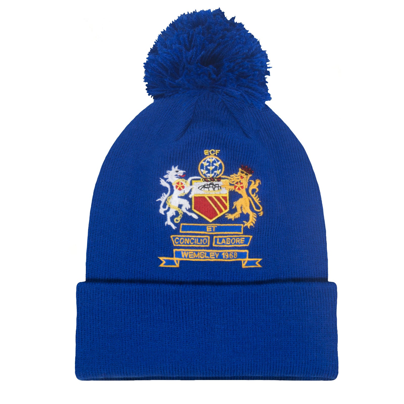 Man United retro bobble hat in 1968 blue