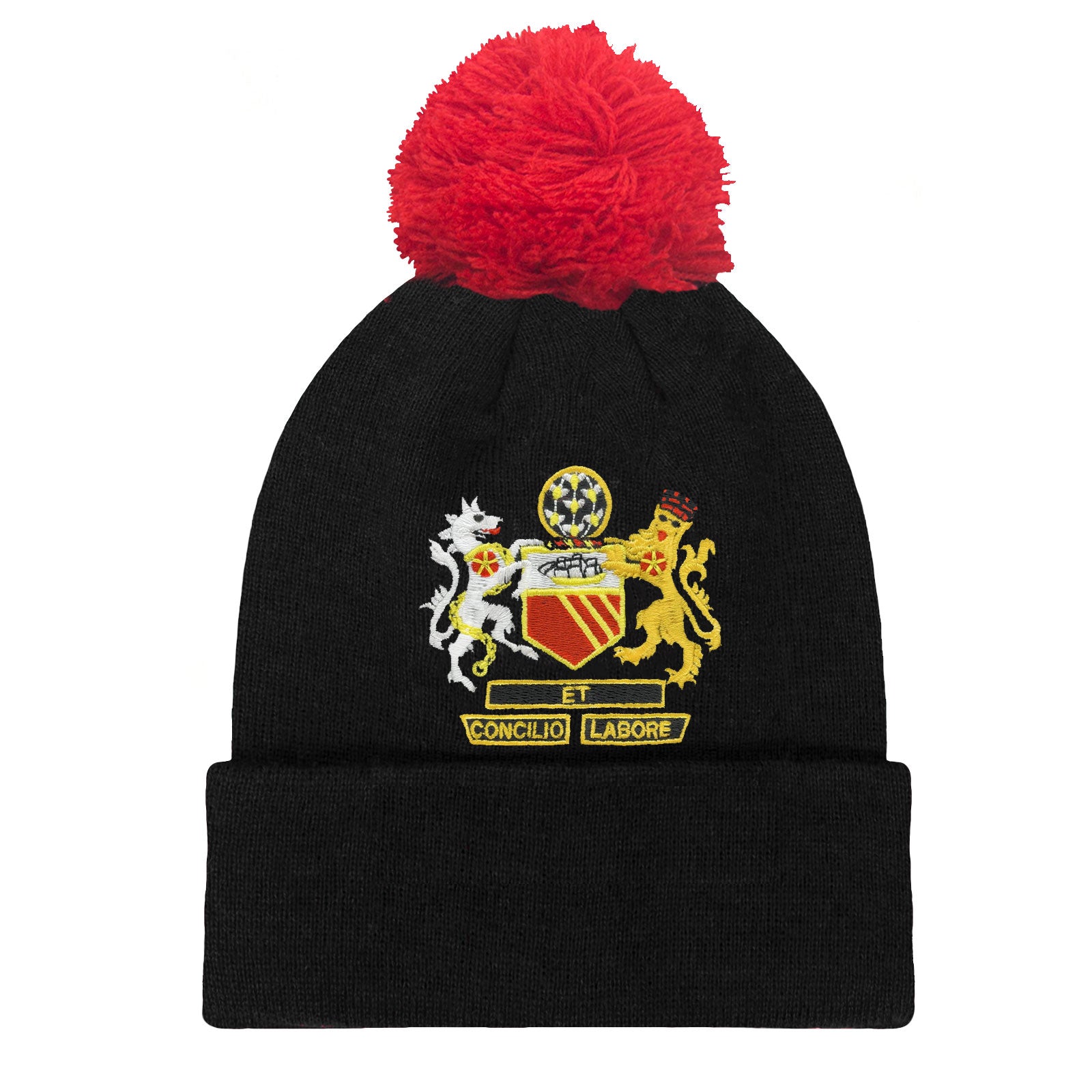 Man United retro beanie hat in black with Manchester crest