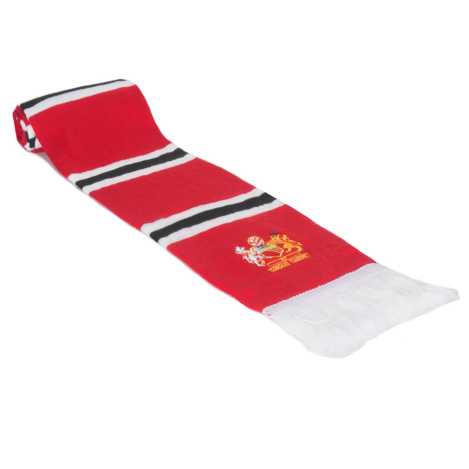 Man United retro 3 bar scarf with Manchester Crest