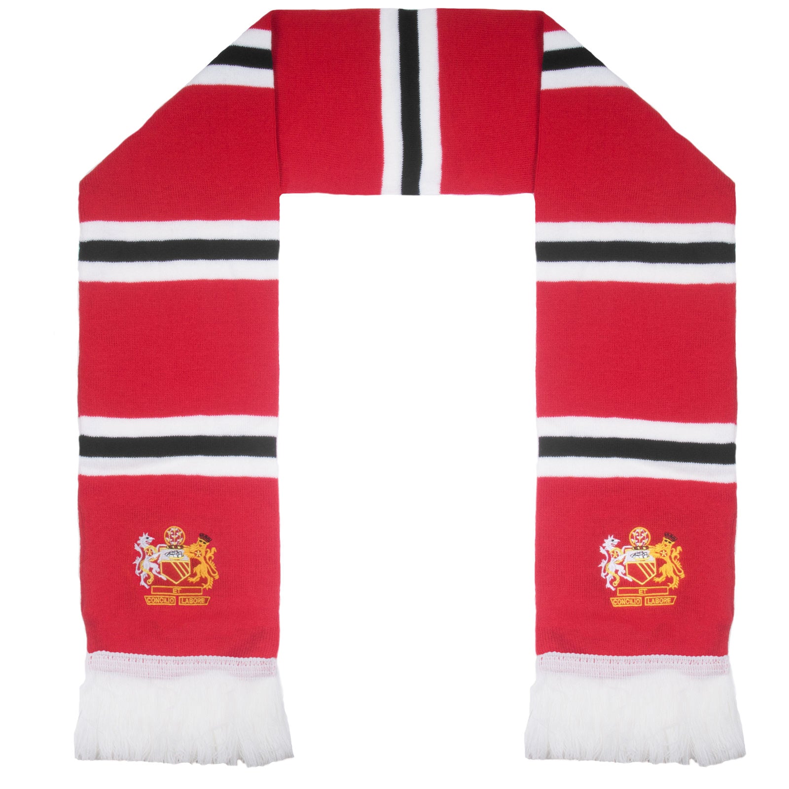 Man United retro 3 bar scarf with Manchester Crest