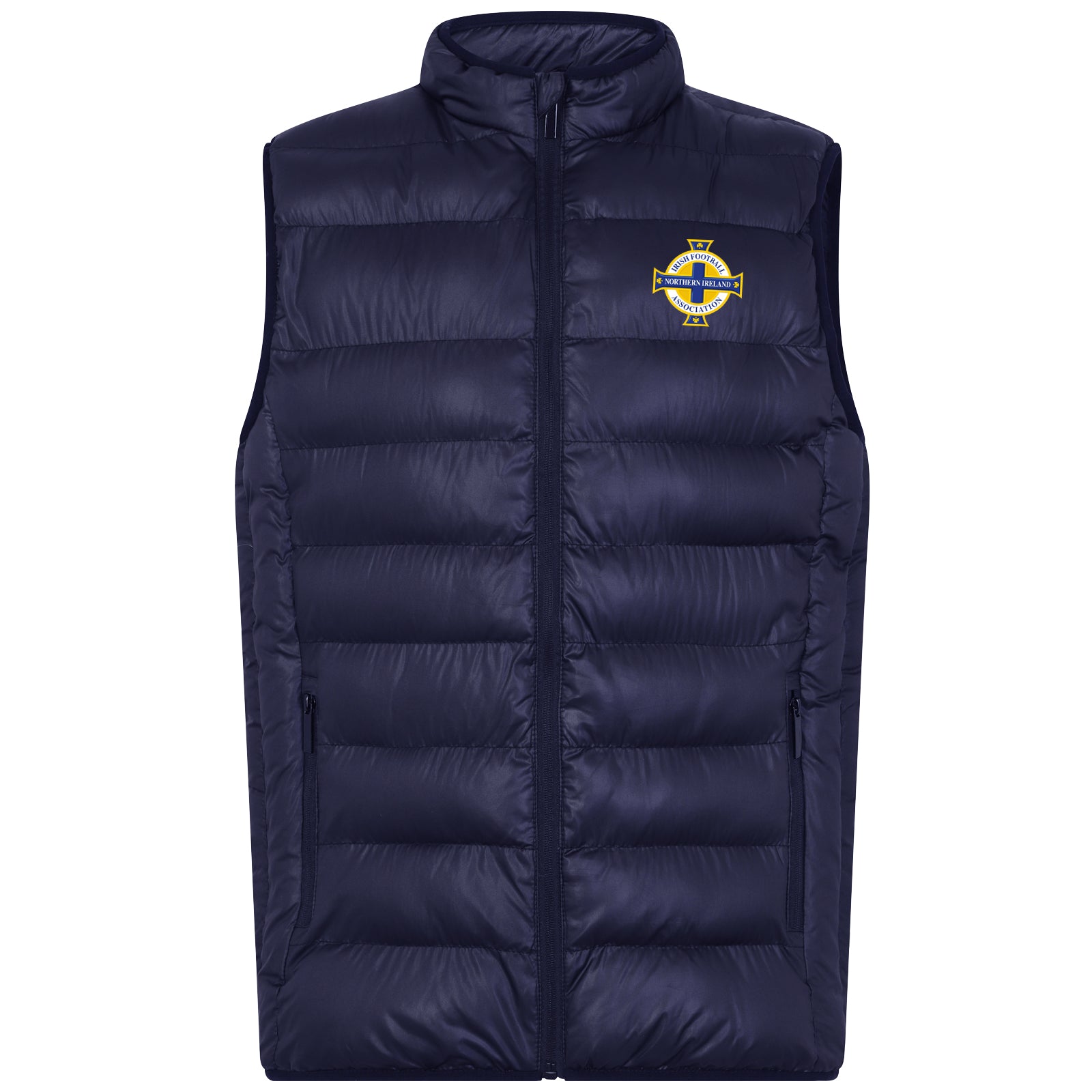 Northern Ireland gilet for adults in navy blue with national crest print to chest.