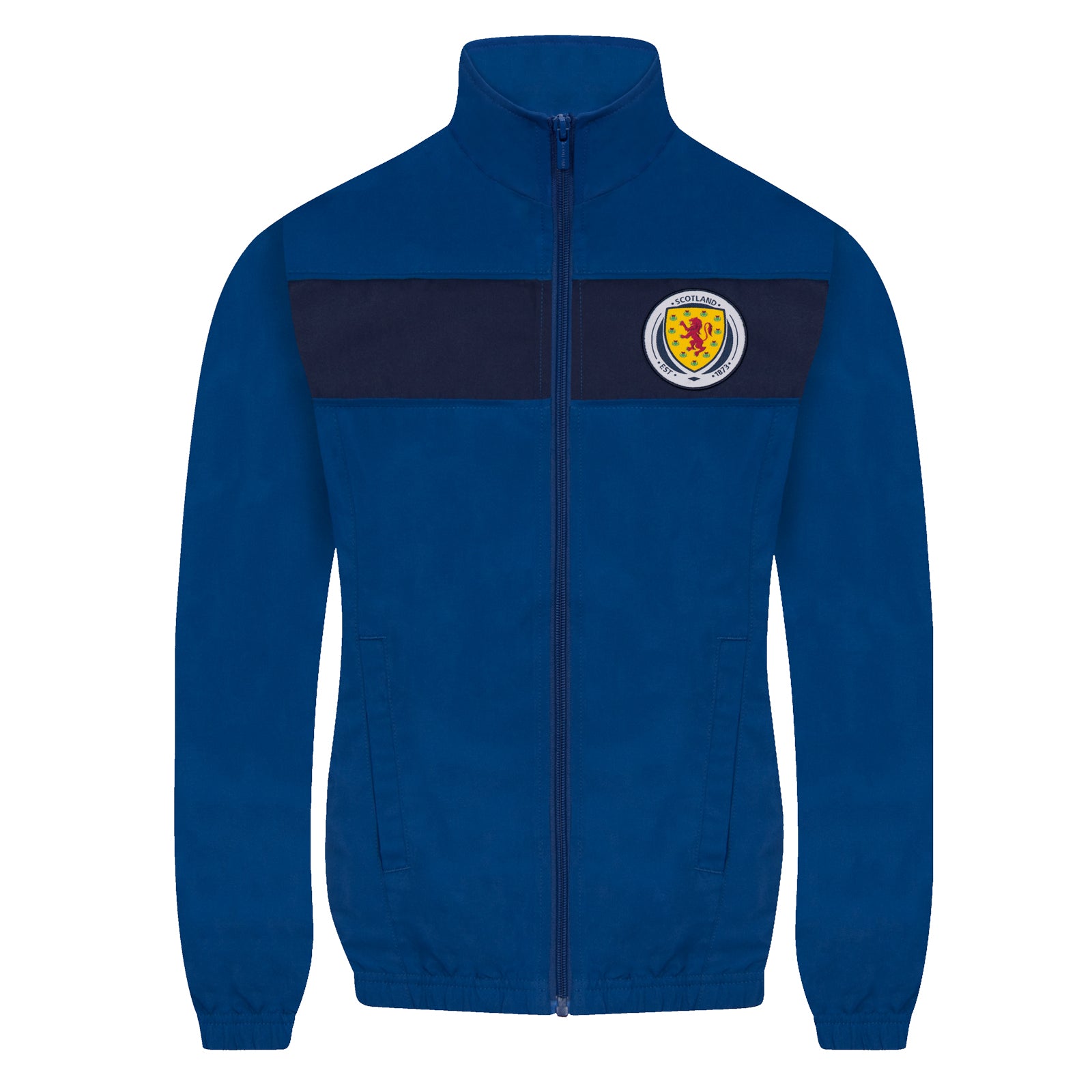 Scotland FA kids tracksuit in navy blue with national crest to chest and left thigh