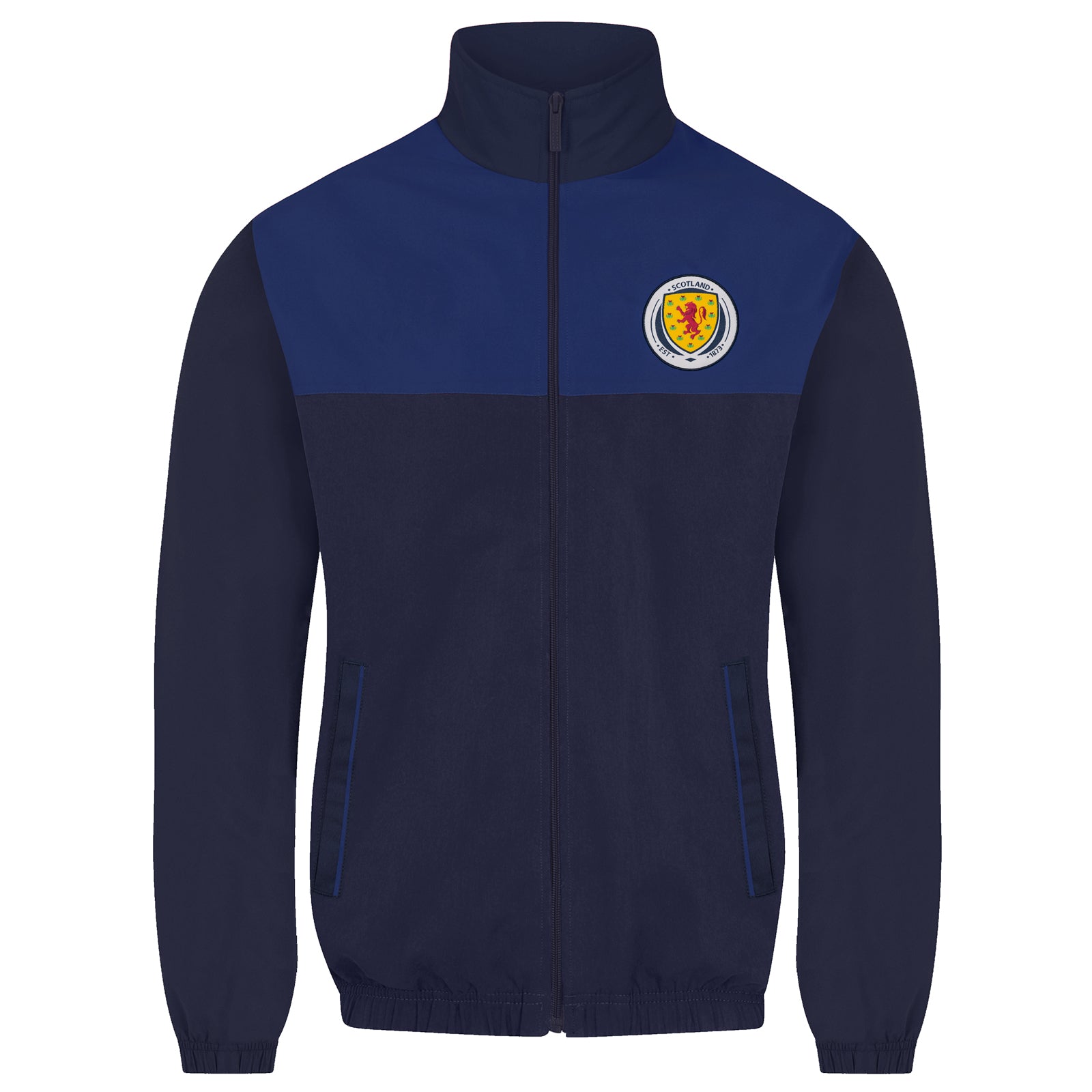 Scotland FA adults tracksuit in navy blue with national crest to chest and left thigh