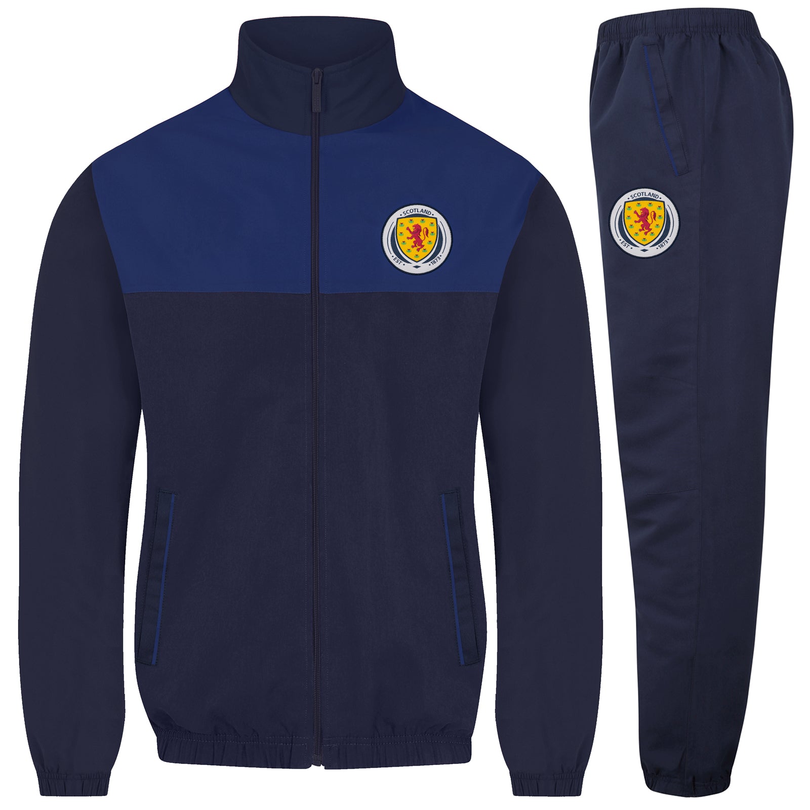 Scotland FA adults tracksuit in navy blue with national crest to chest and left thigh