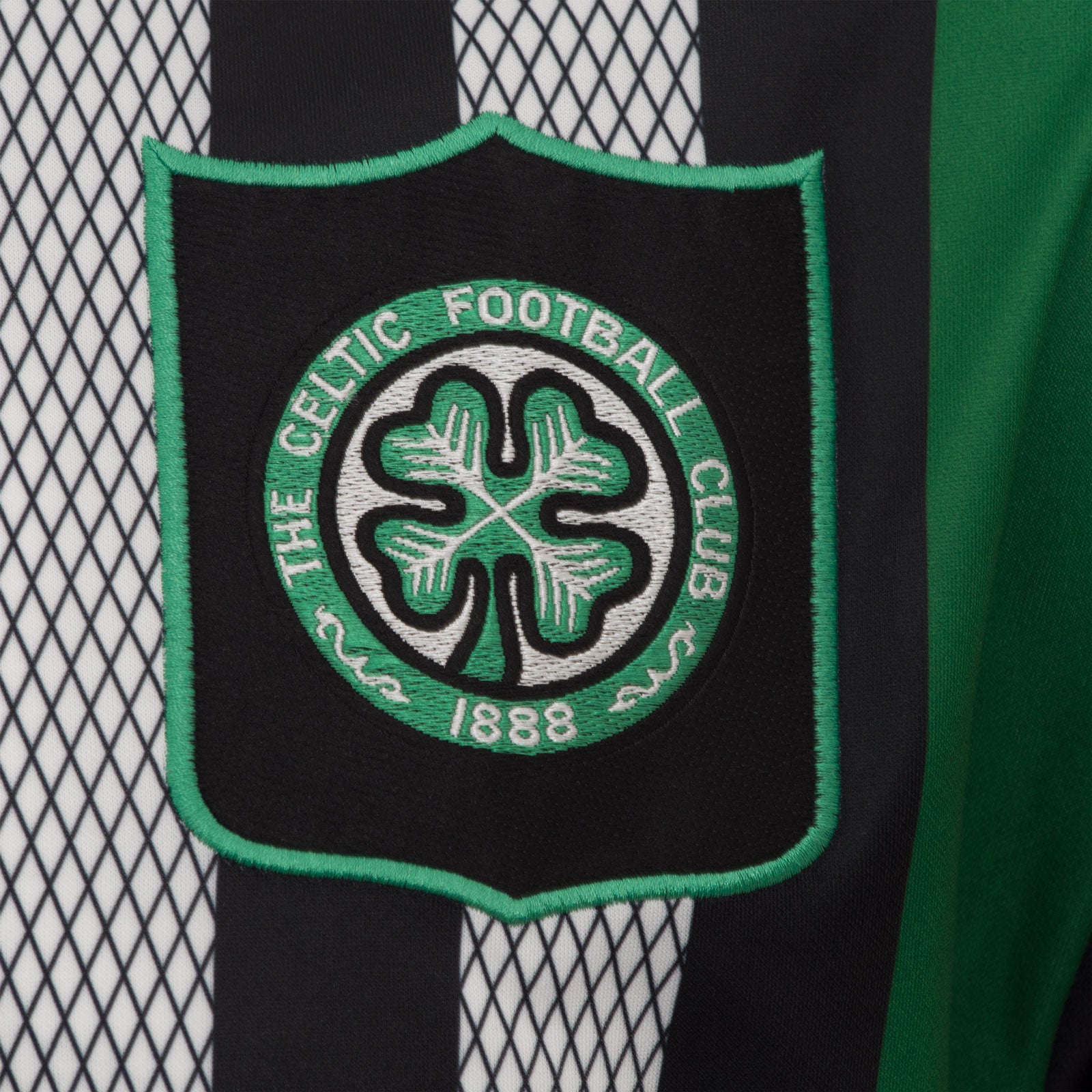Celtic retro football shirt. Replica 1994/96 away shirt in black with club crest and sponsor print to front