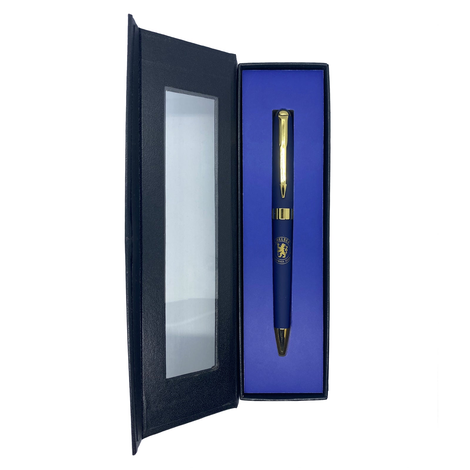 Chelsea pen in blue with club crest in club design gift box