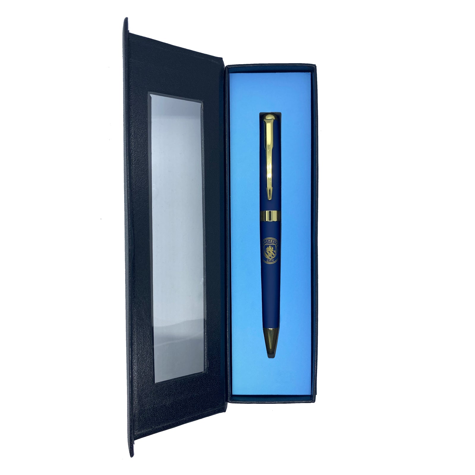Man City pen in blue with club crest in club design gift box