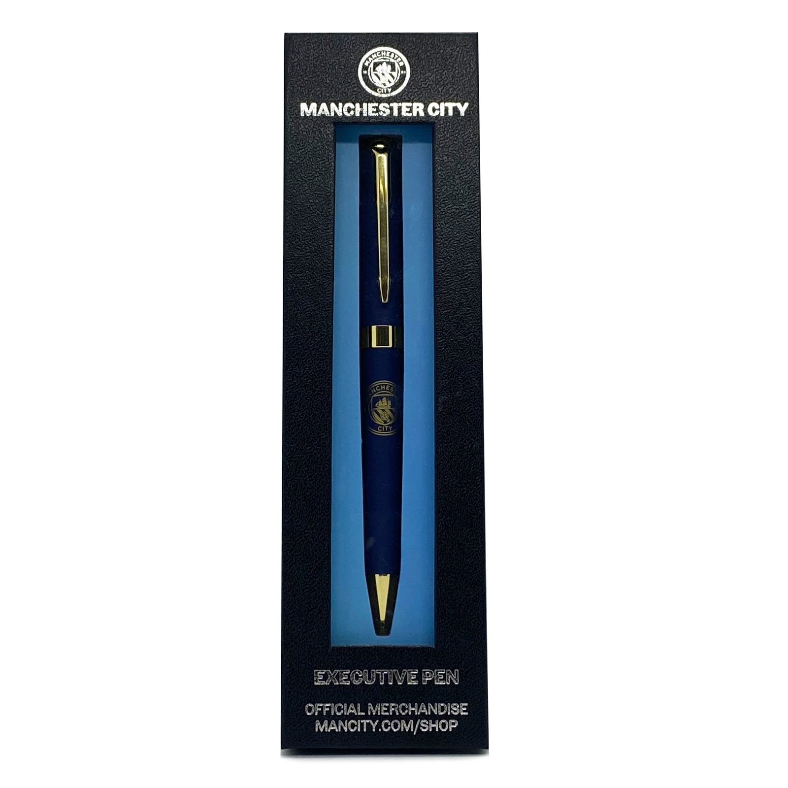 Man City pen in blue with club crest in club design gift box
