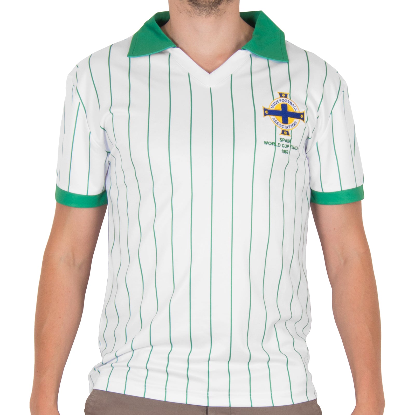 Northern Ireland retro World Cup Finals 1982 football shirt. Replica shirt in white with crest & text to chest