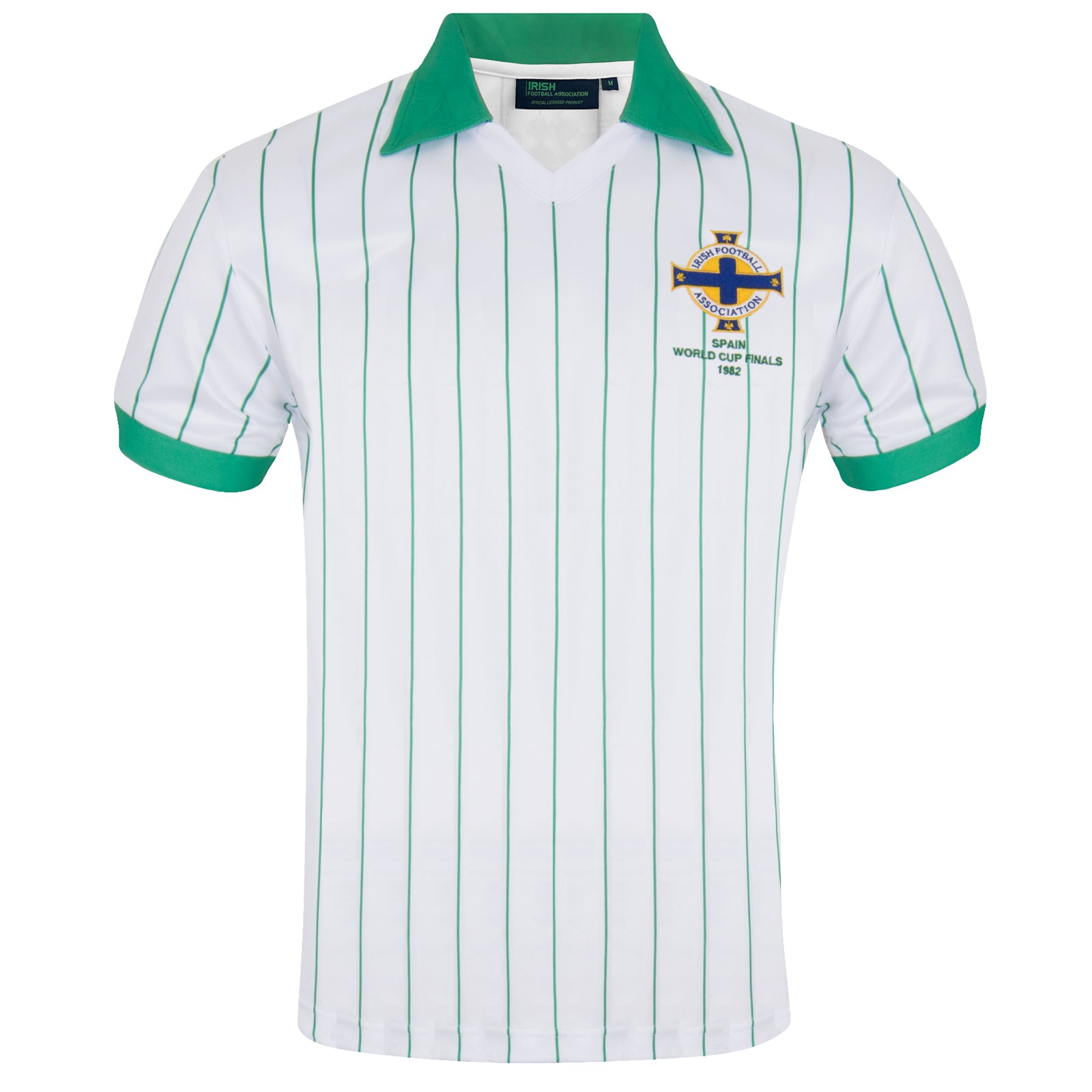 Northern Ireland retro World Cup Finals 1982 football shirt. Replica shirt in white with crest & text to chest