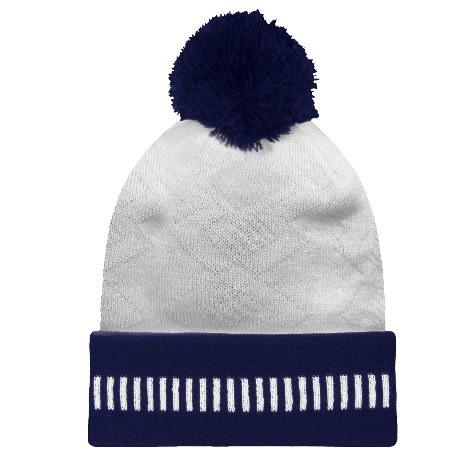 England retro knitted bobble hat in 1990 white & blue