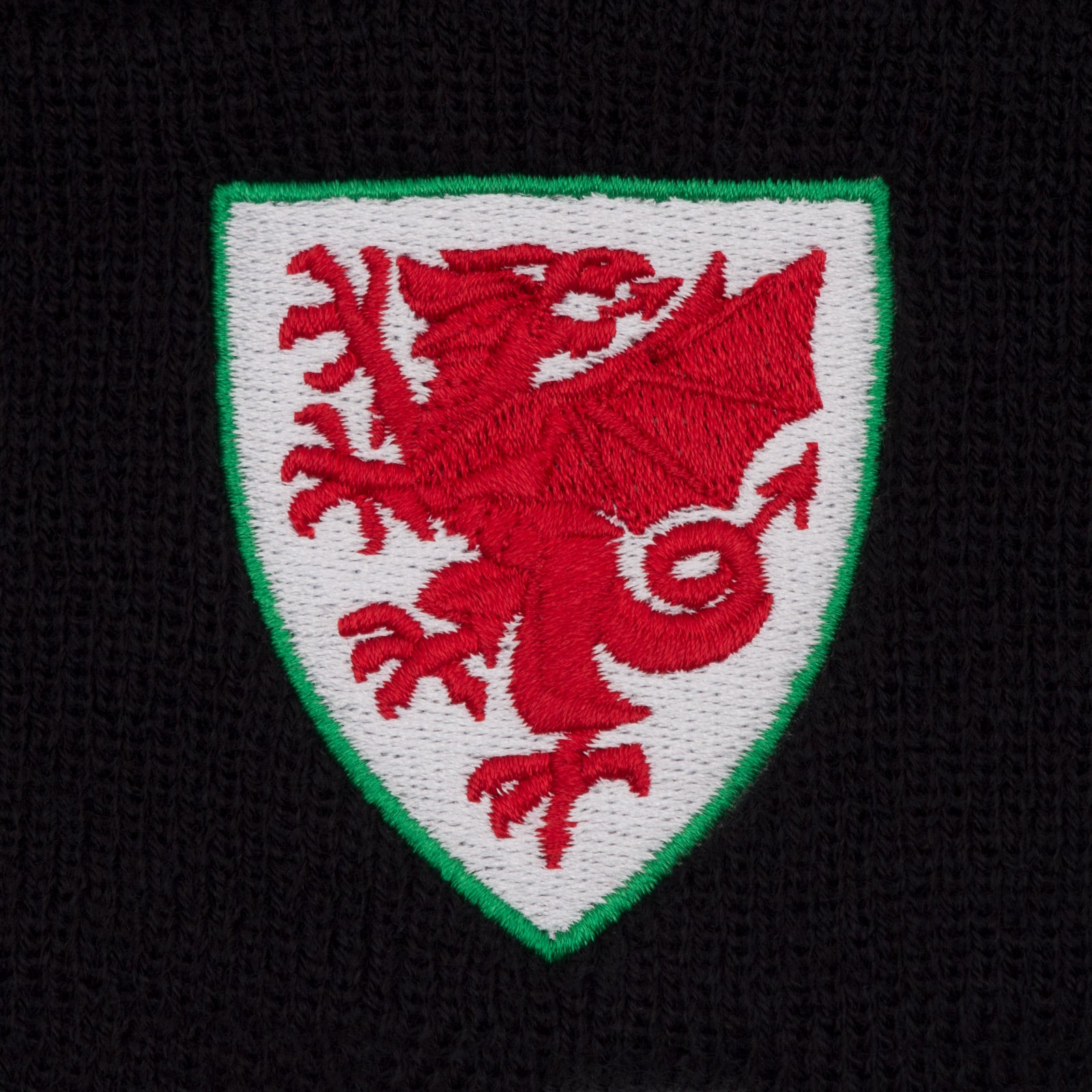 Wales football retro beanie hat in black with Wales FA crest