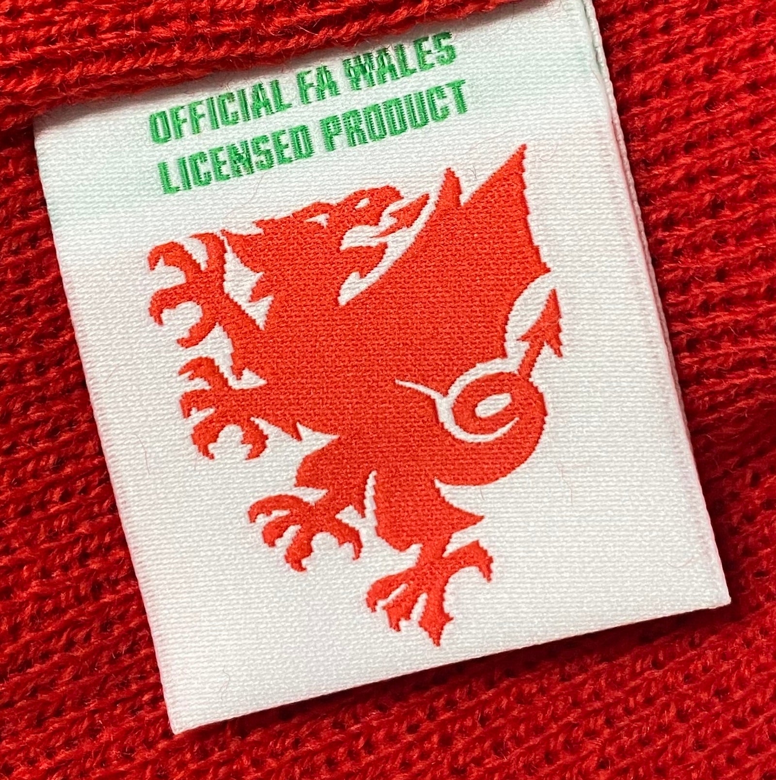 Wales football retro beanie hat in red with Wales FA crest