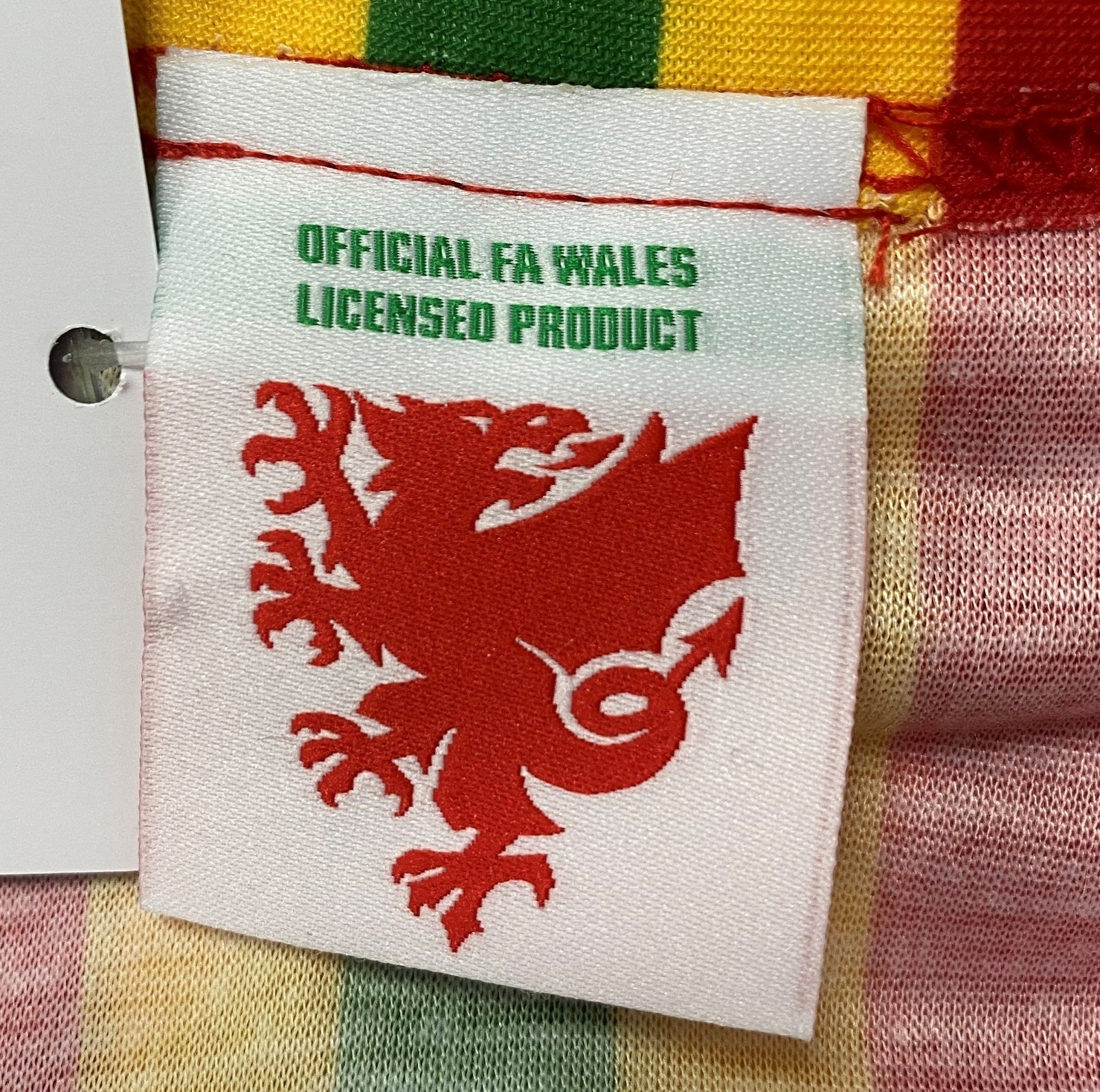 Wales FA snood in retro football bar scarf design in red, yellow & green