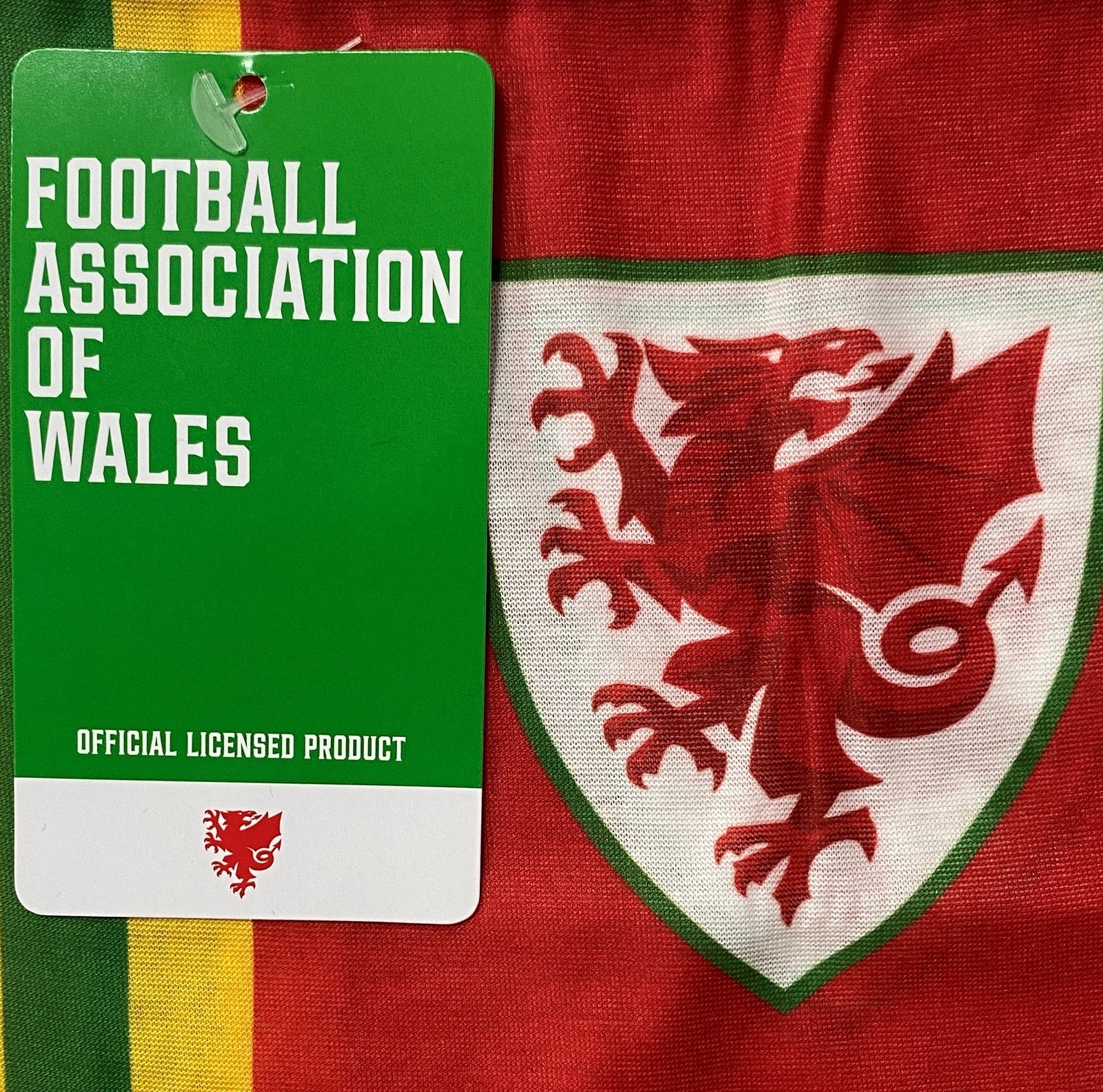 Wales FA snood in retro football bar scarf design in red, yellow & green
