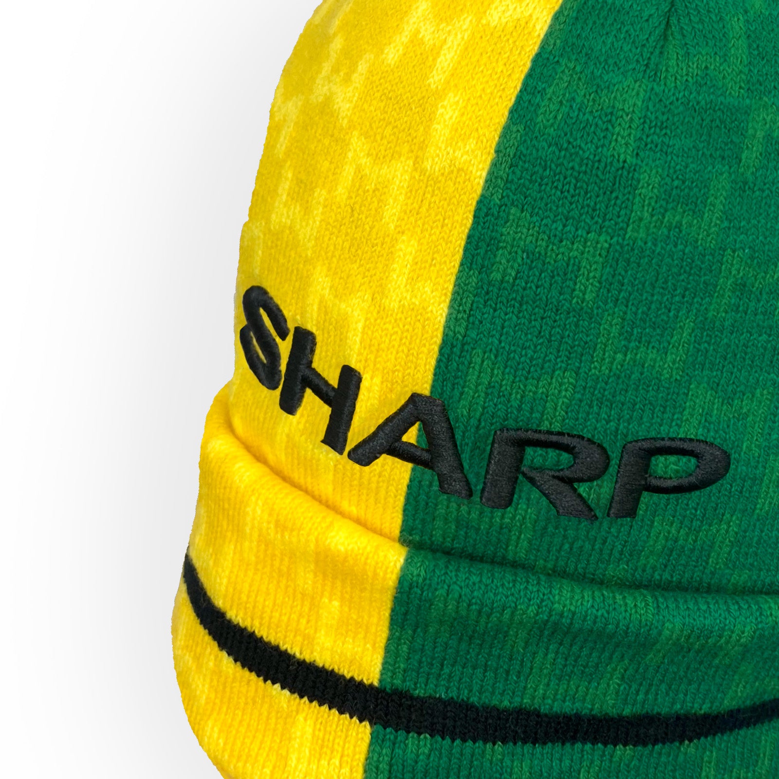 Man United bobble hat in retro green & yellow 1992 colours