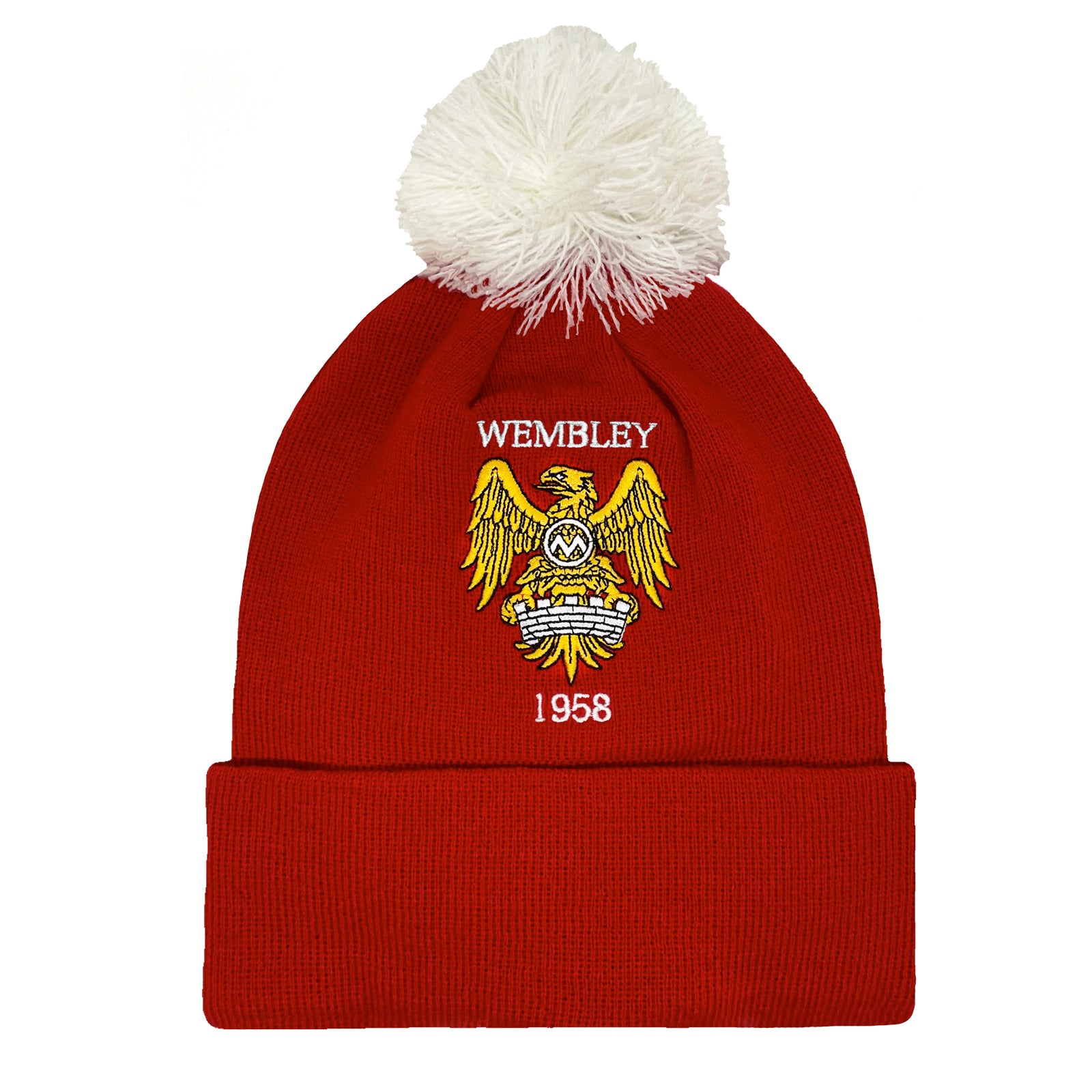 Man United bobble hat in retro red 1958 colours