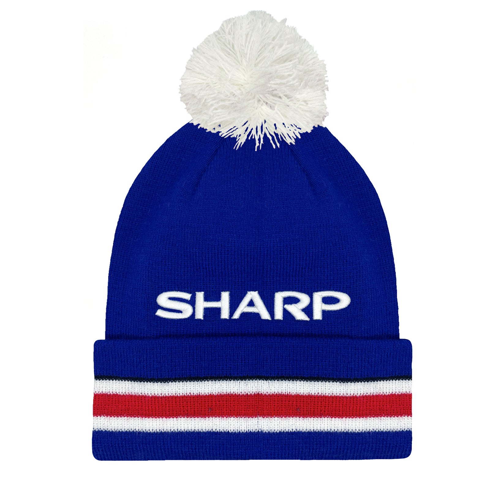 Man United bobble hat in retro blue 1985 colours