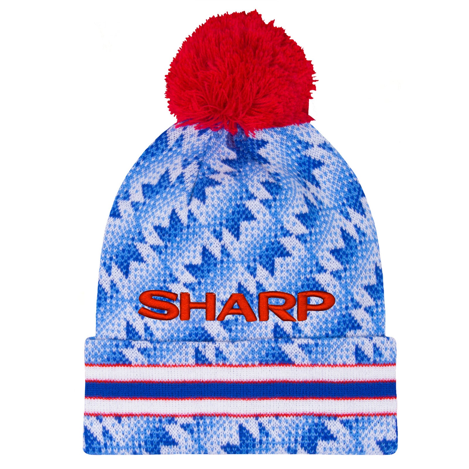 Man United bobble hat in retro blue 1990 colours