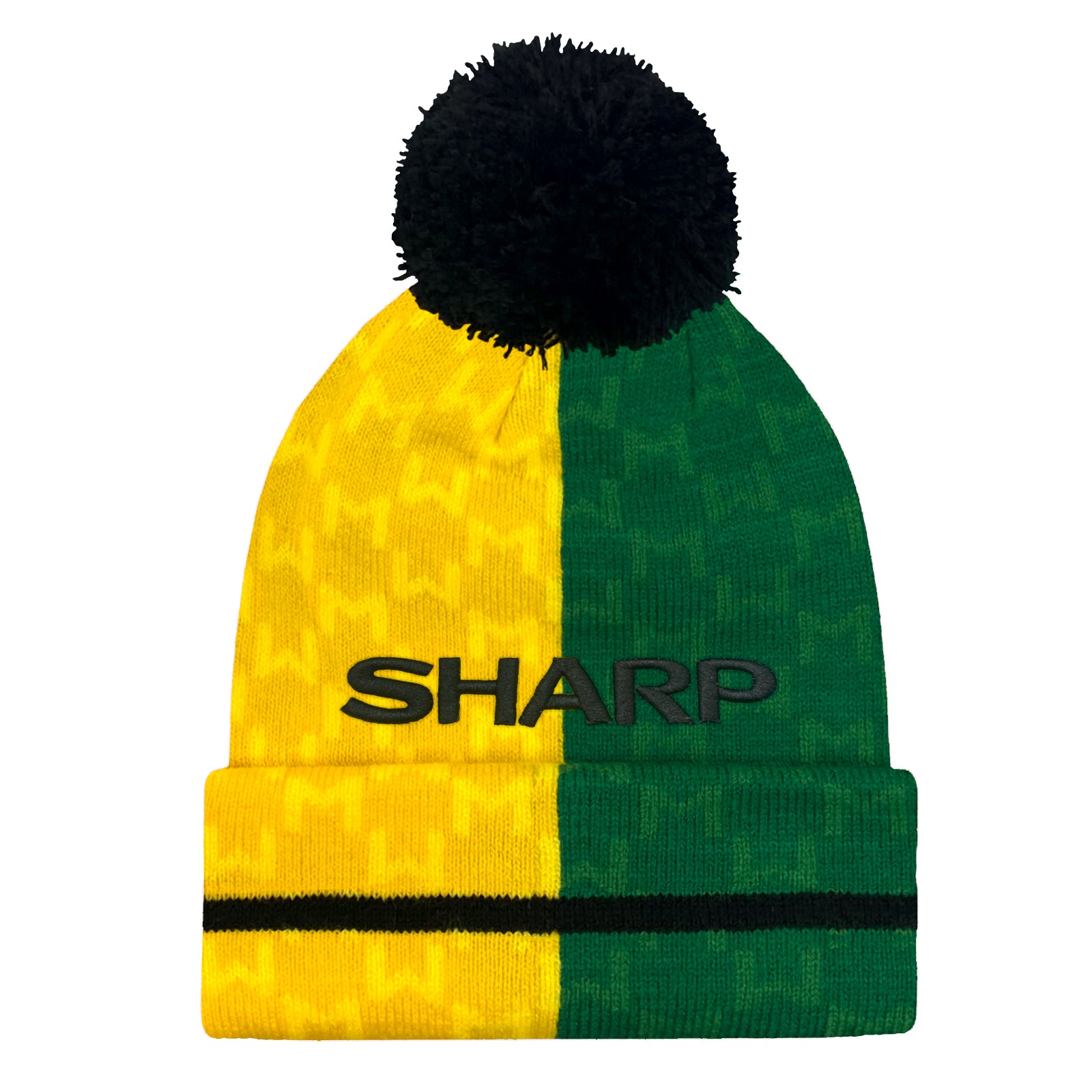 Man United bobble hat in retro green & yellow 1992 colours