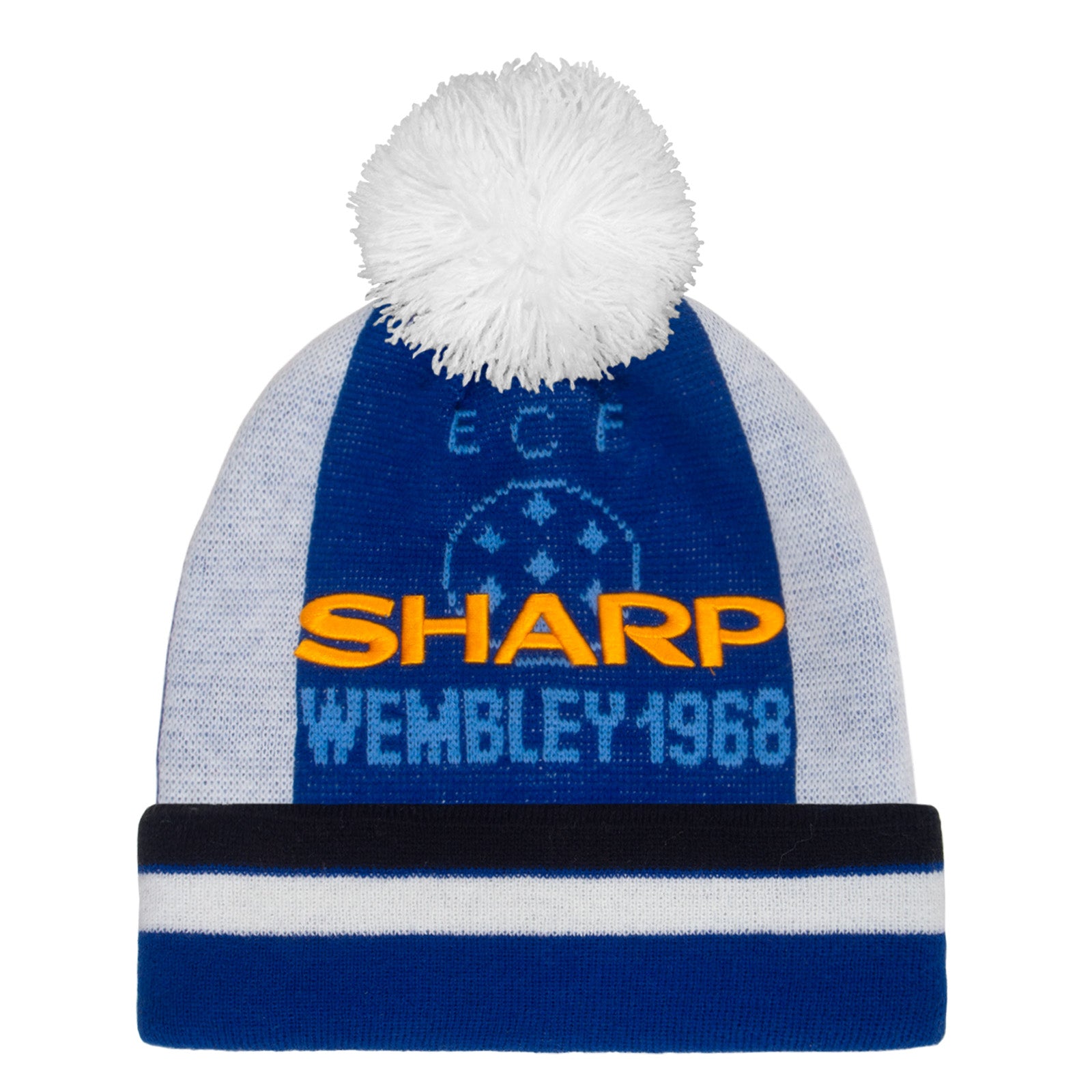 Man United bobble hat in retro blue 1996 colours