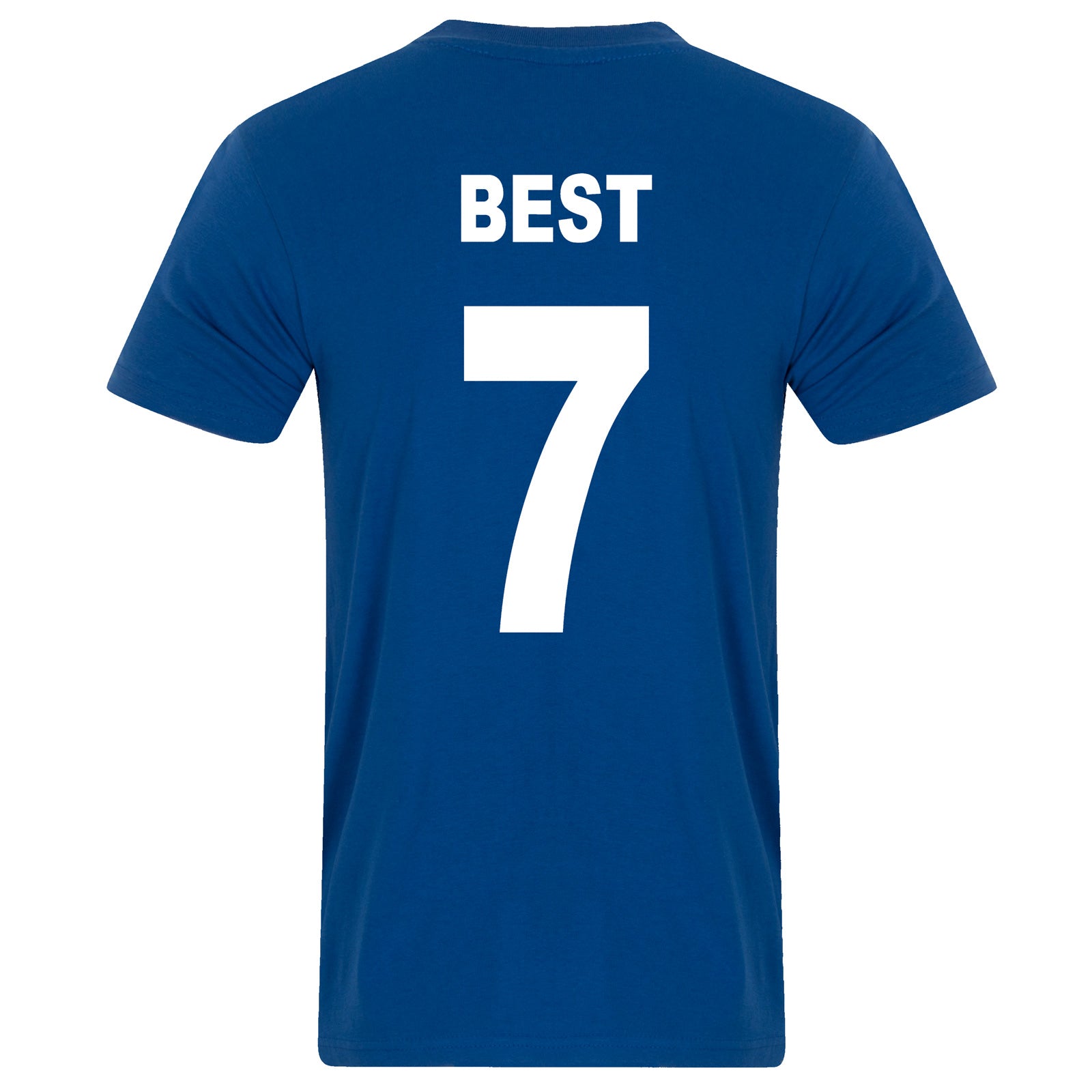 Man Utd T-shirt for men in blue featuring Manchester 68 crest to front