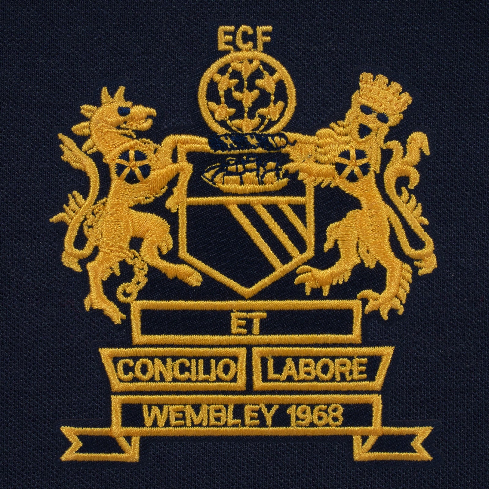 United retro polo shirt in navy with 1968 Wembley embroidered patch