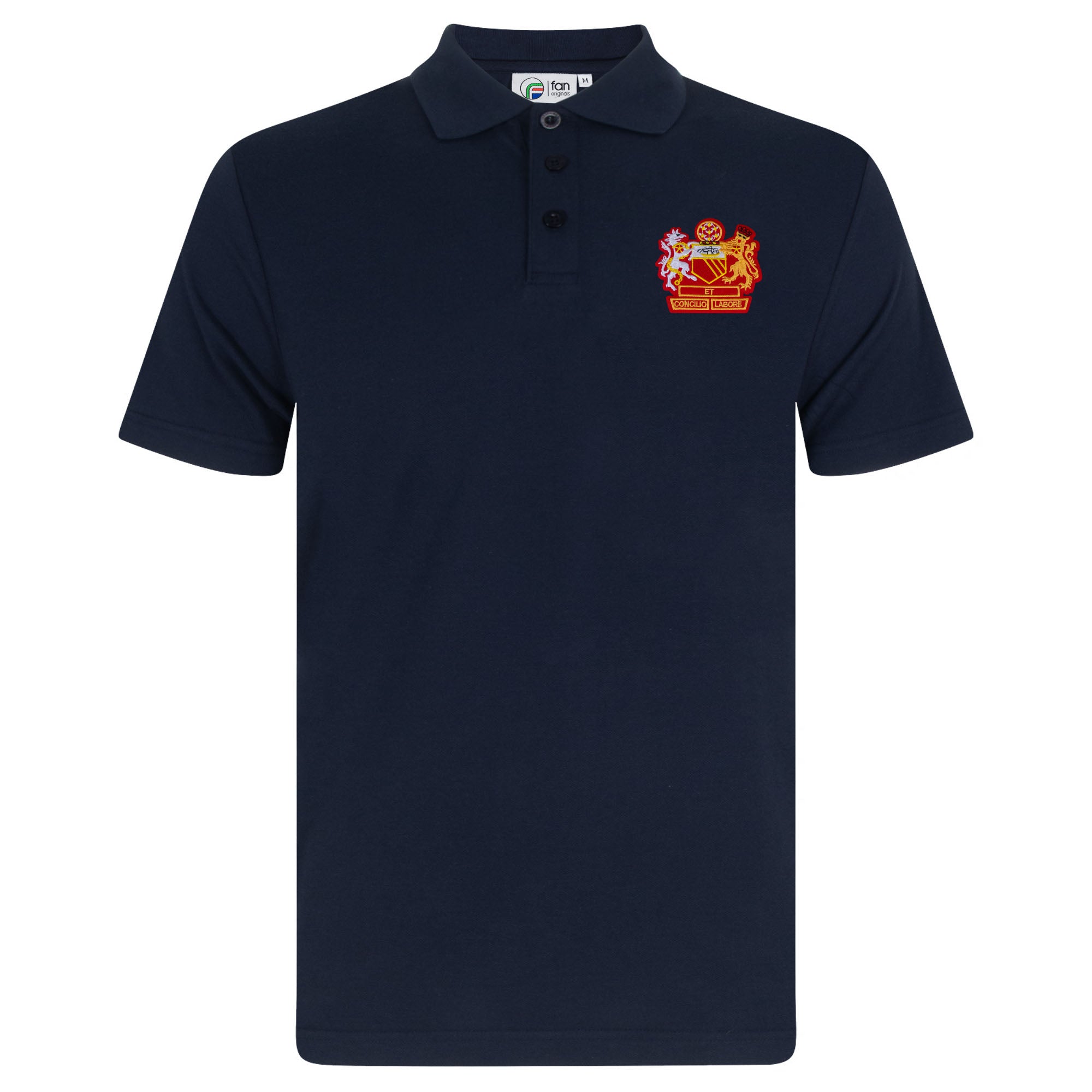 Man United retro polo shirt in navy with Manchester crest