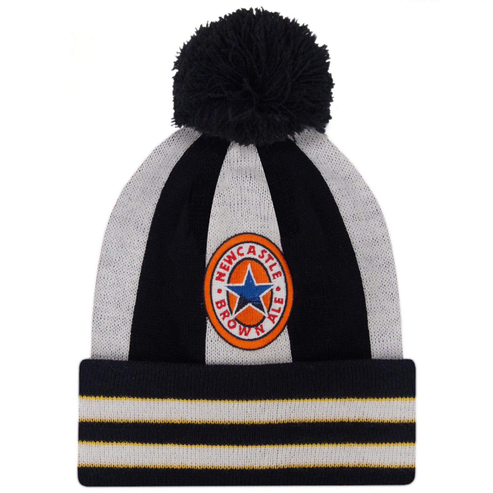 Newcastle Utd retro knitted bobble hat in black & white 1997 colours