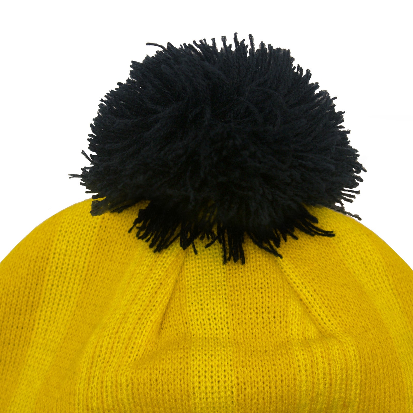 Arsenal retro knitted bobble hat in yellow with text to front