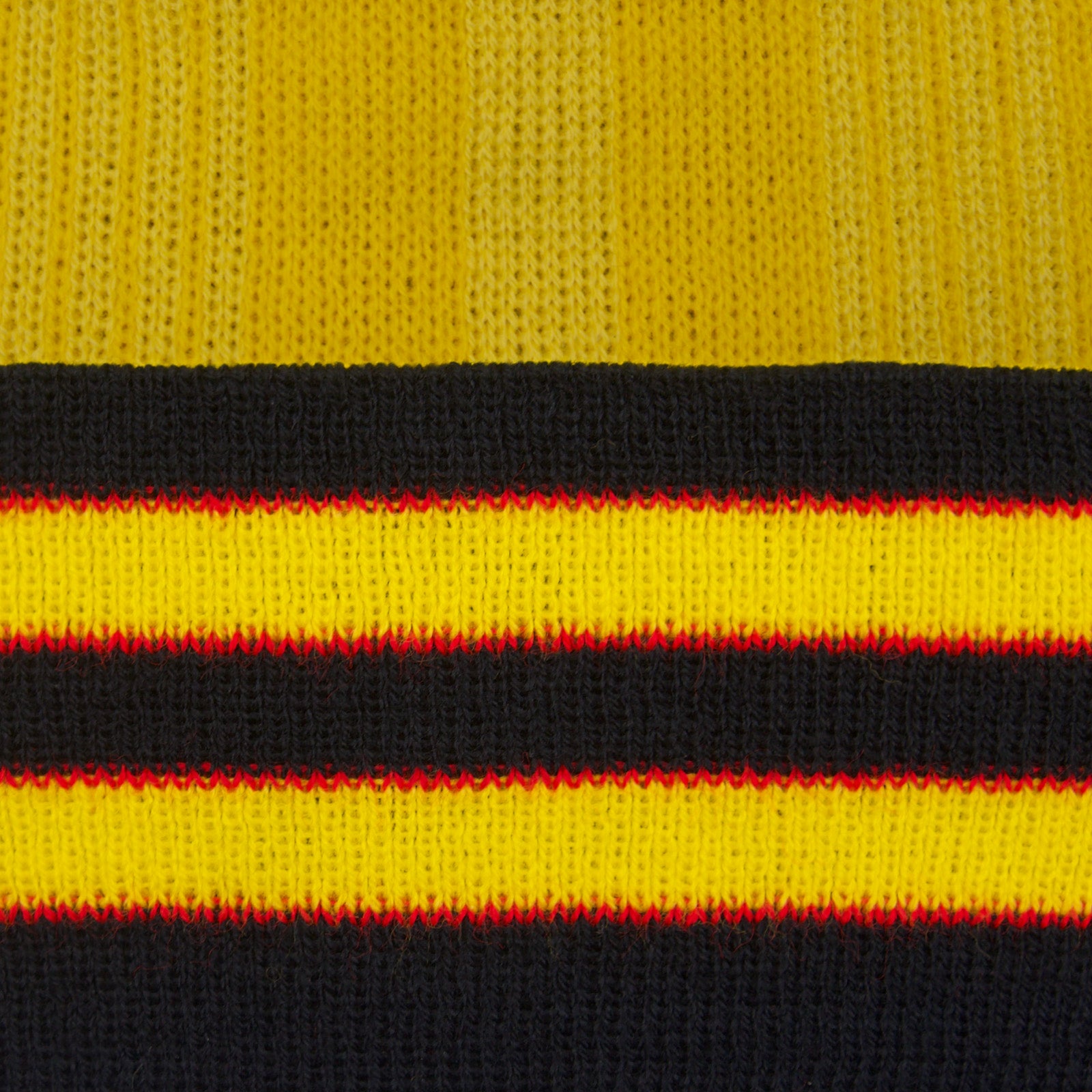 Arsenal retro knitted bobble hat in yellow with text to front