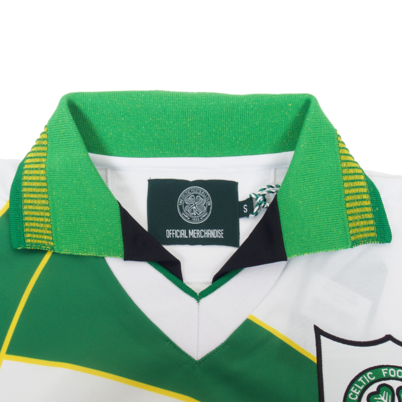 Celtic retro football shirt. Replica 1993/95 away shirt in white with club crest and sponsor print to front
