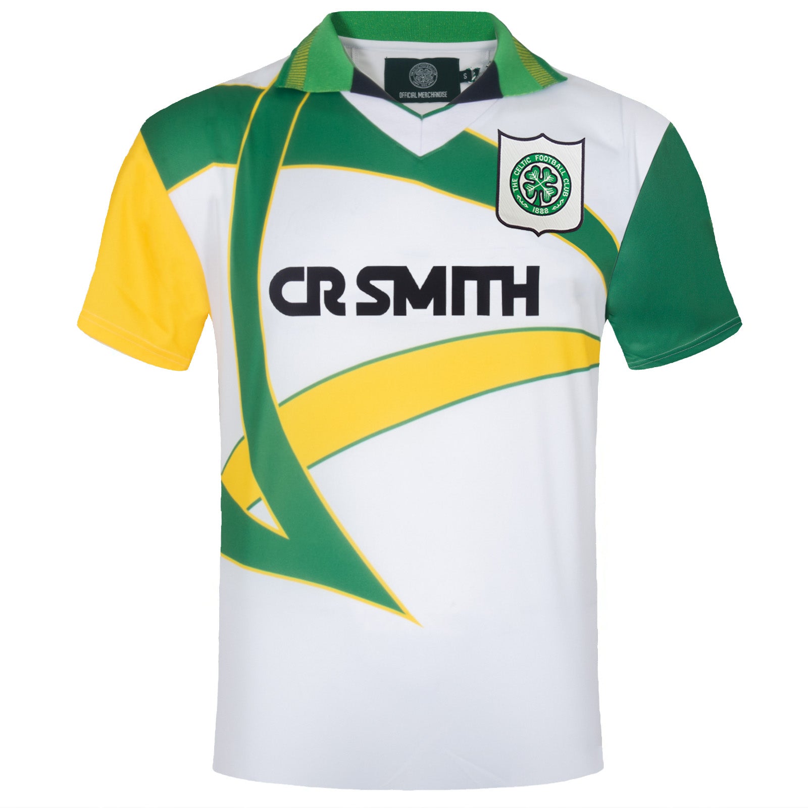 Celtic retro football shirt. Replica 1993/95 away shirt in white with club crest and sponsor print to front