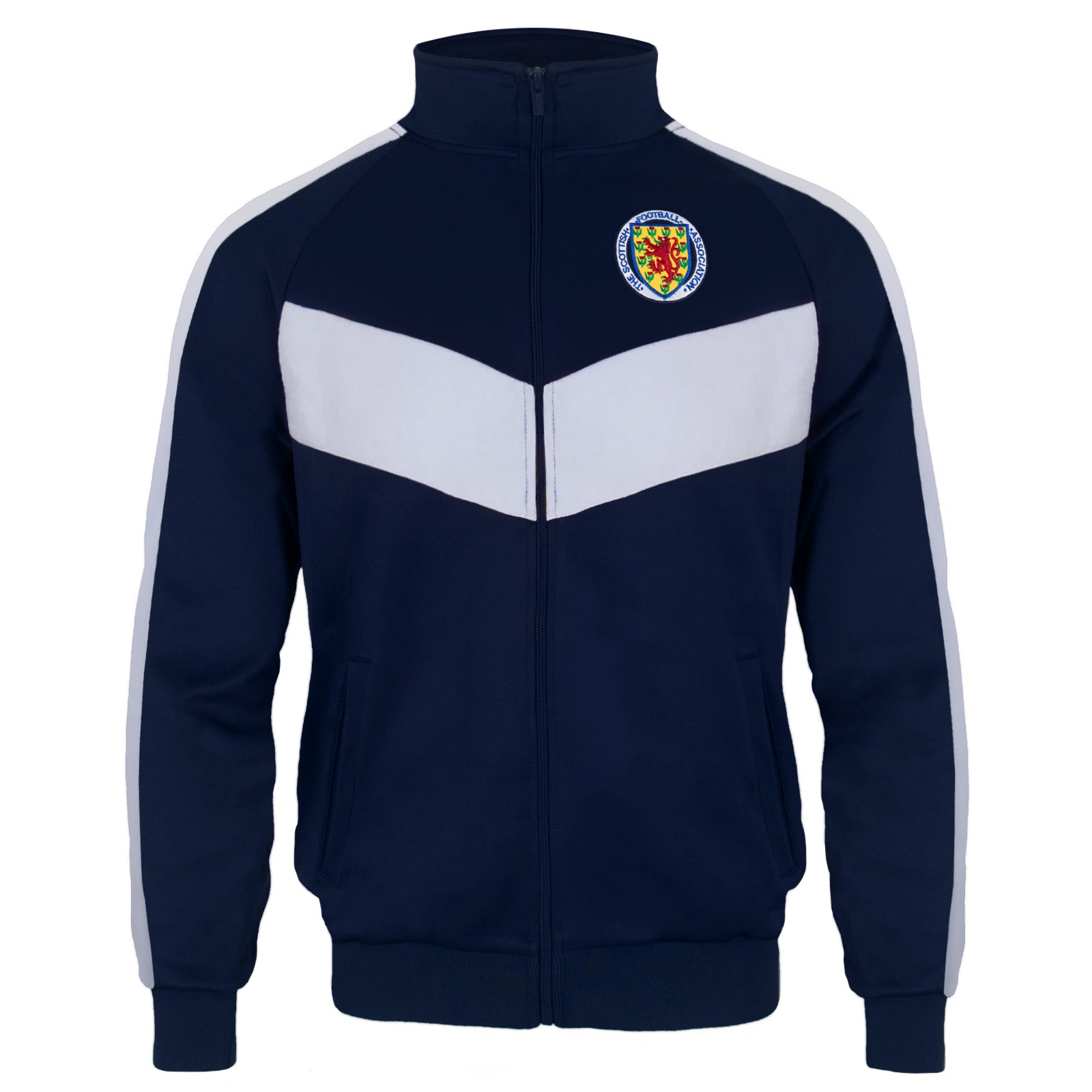 Scotland adults track jacket in navy & white with retro crest on the chest.